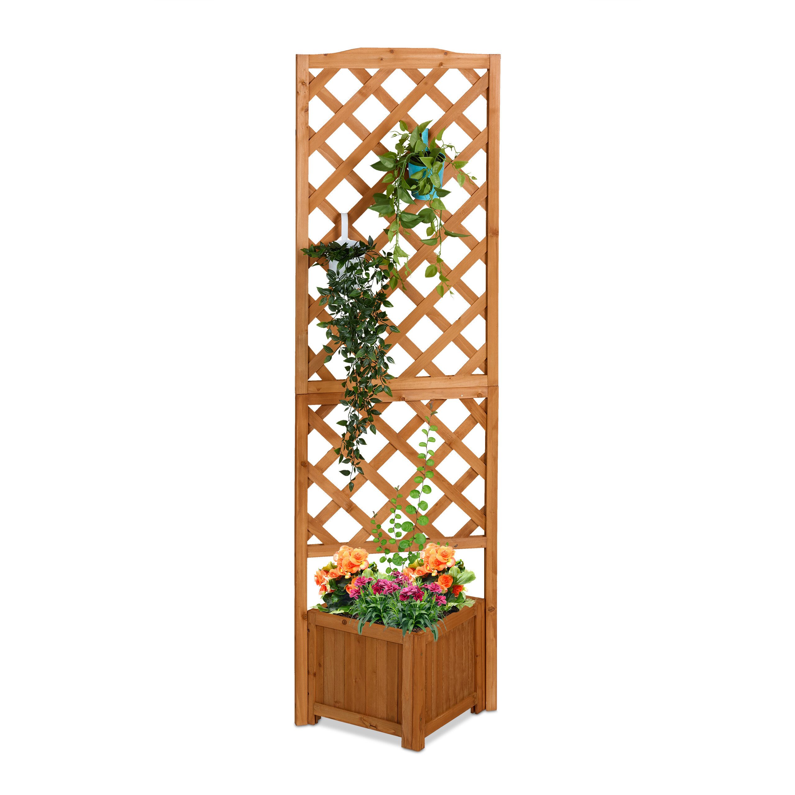 relaxdays Pflanzkübel Pflanzkasten mit Rankgitter 180 cm (1 St), orange