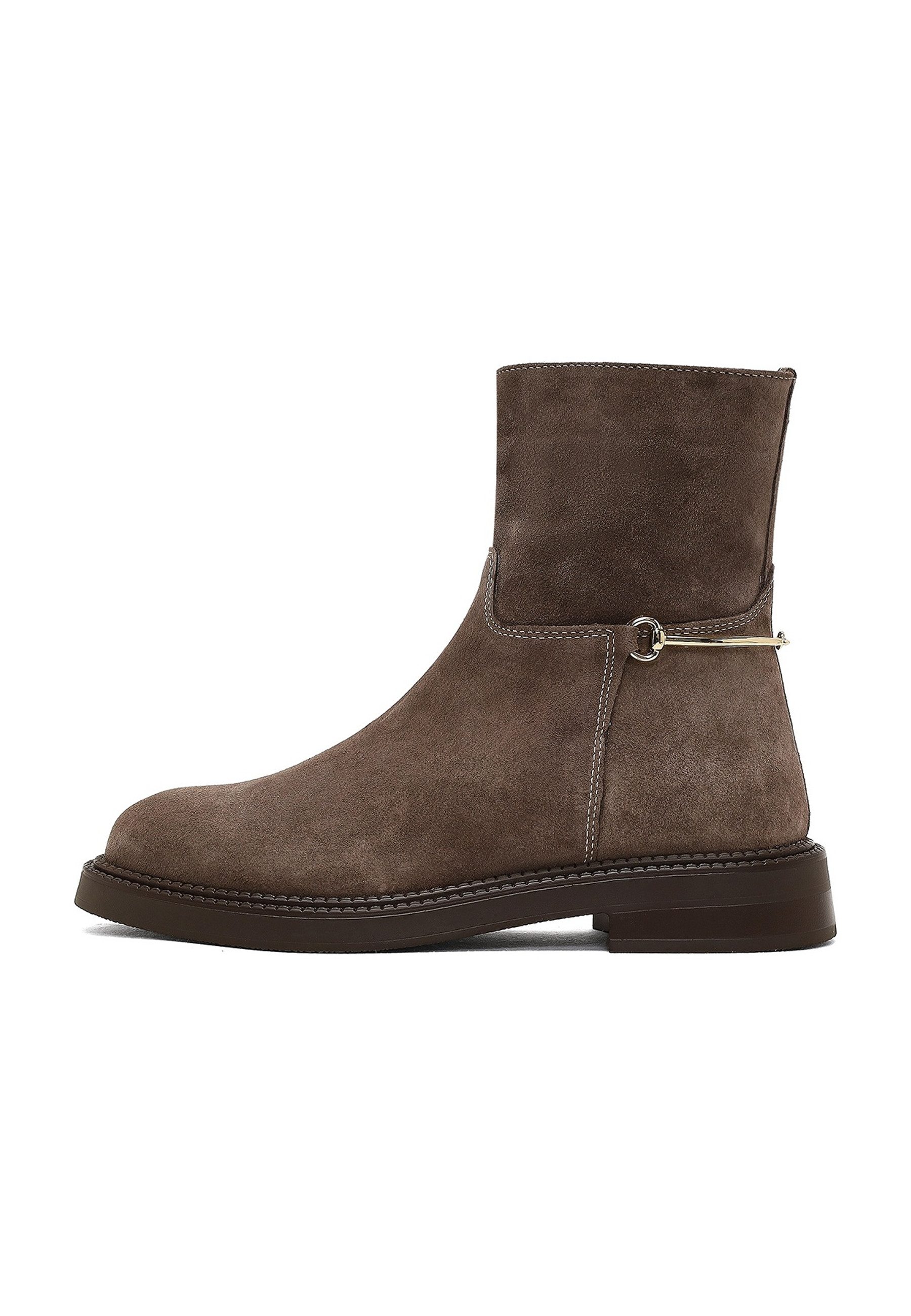 Derimod Wildleder-Stiefeletten Mit Niedrigem Blockabsatz Ankleboots