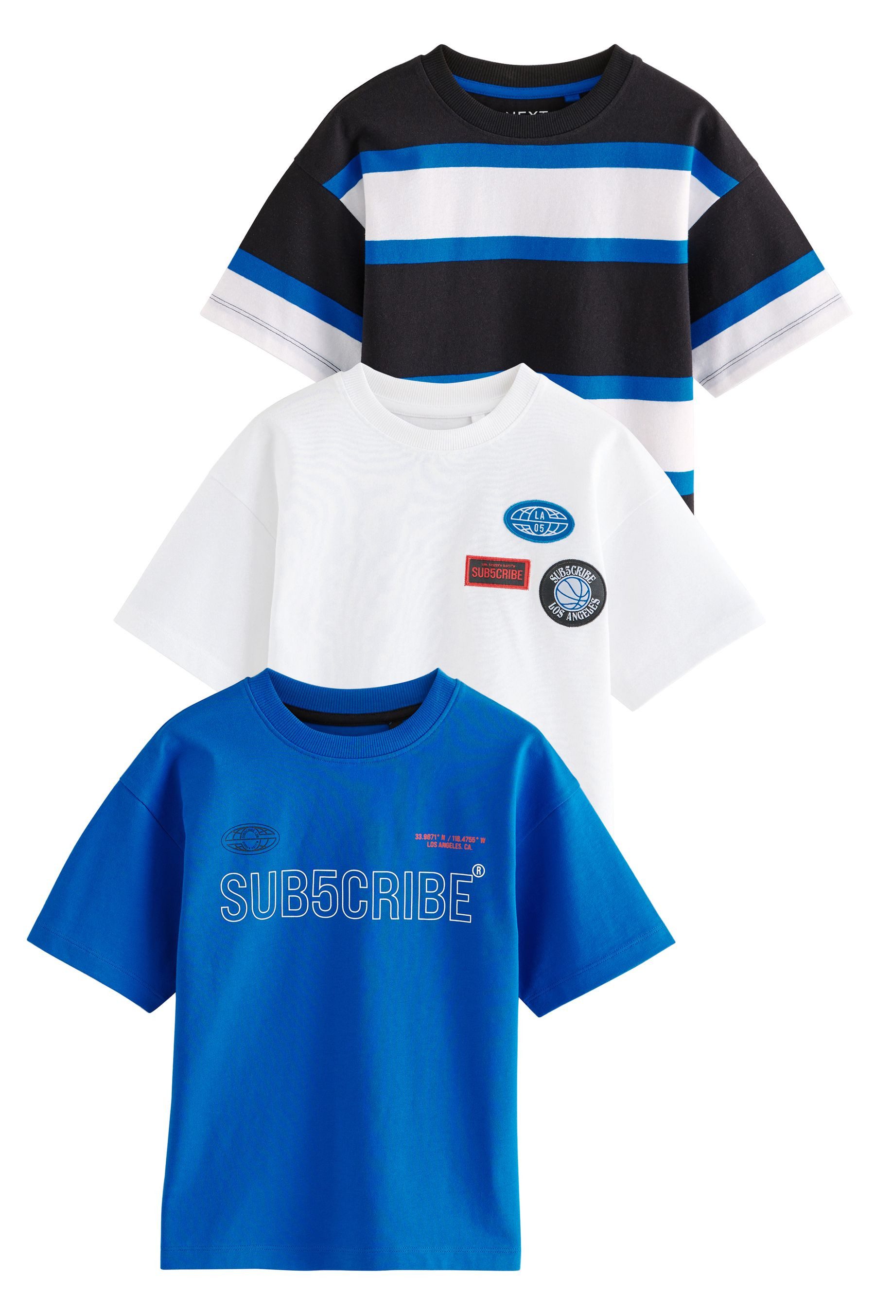 Next Print-Shirt 3er-Pack Relaxed Fit Kurzarm-T-Shirts günstig online kaufen