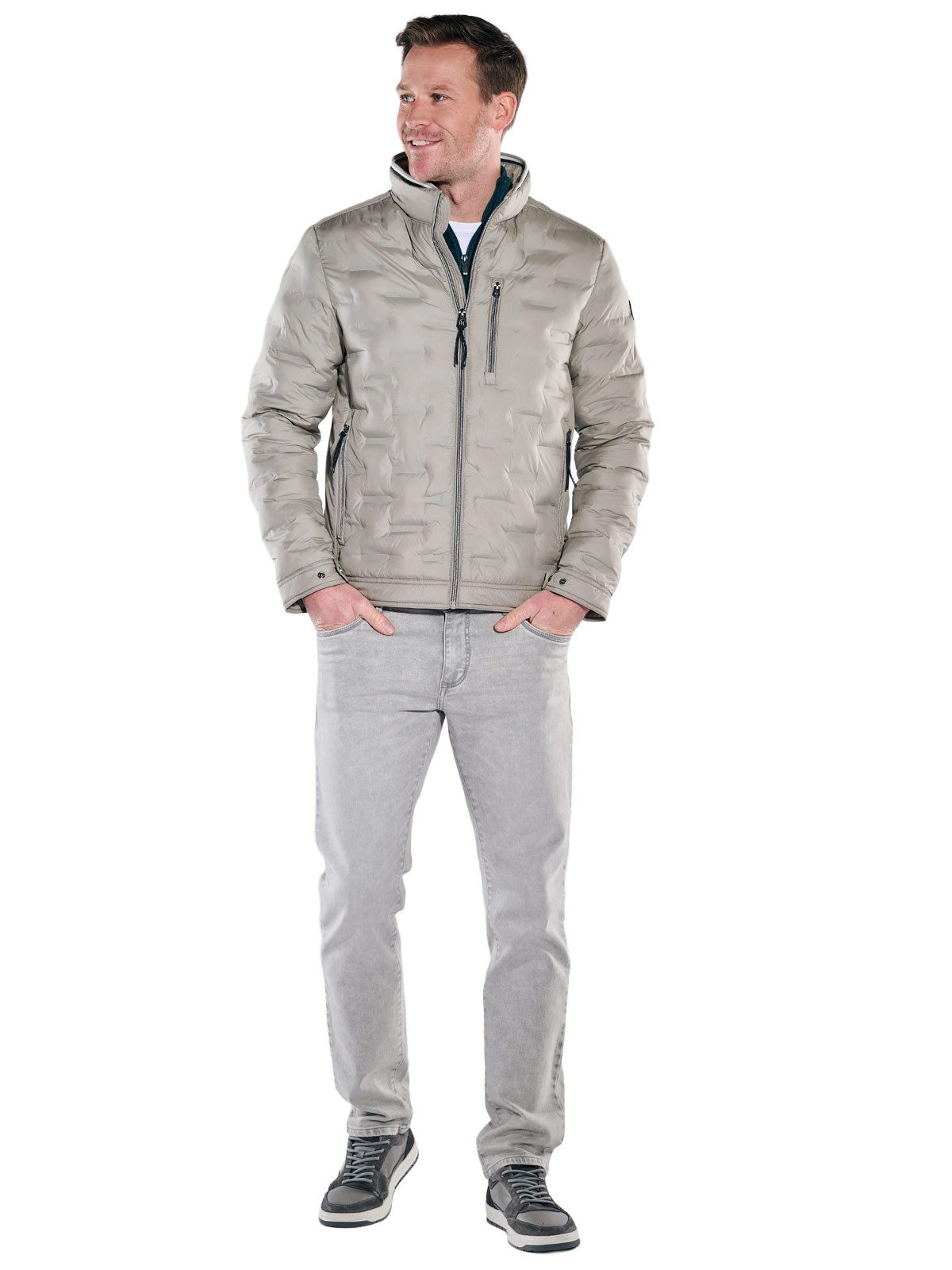Engbers Steppjacke Herren Steppjacke mit Strickkragen, Beige