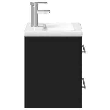 vidaXL Badezimmerspiegelschrank Waschbeckenunterschrank mit Einbaubecken Schwarz