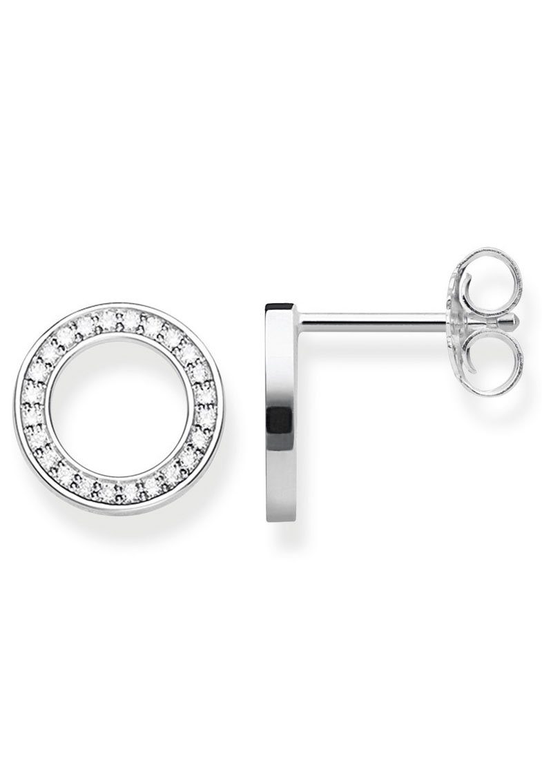THOMAS SABO Paar Серьги-гвоздики Kreise Groß bunt oder weiß, H1947-051-14, H1947-318-7, mit Glas-Keramik Stein, Korund, Spinell, Zirkonia (synth)