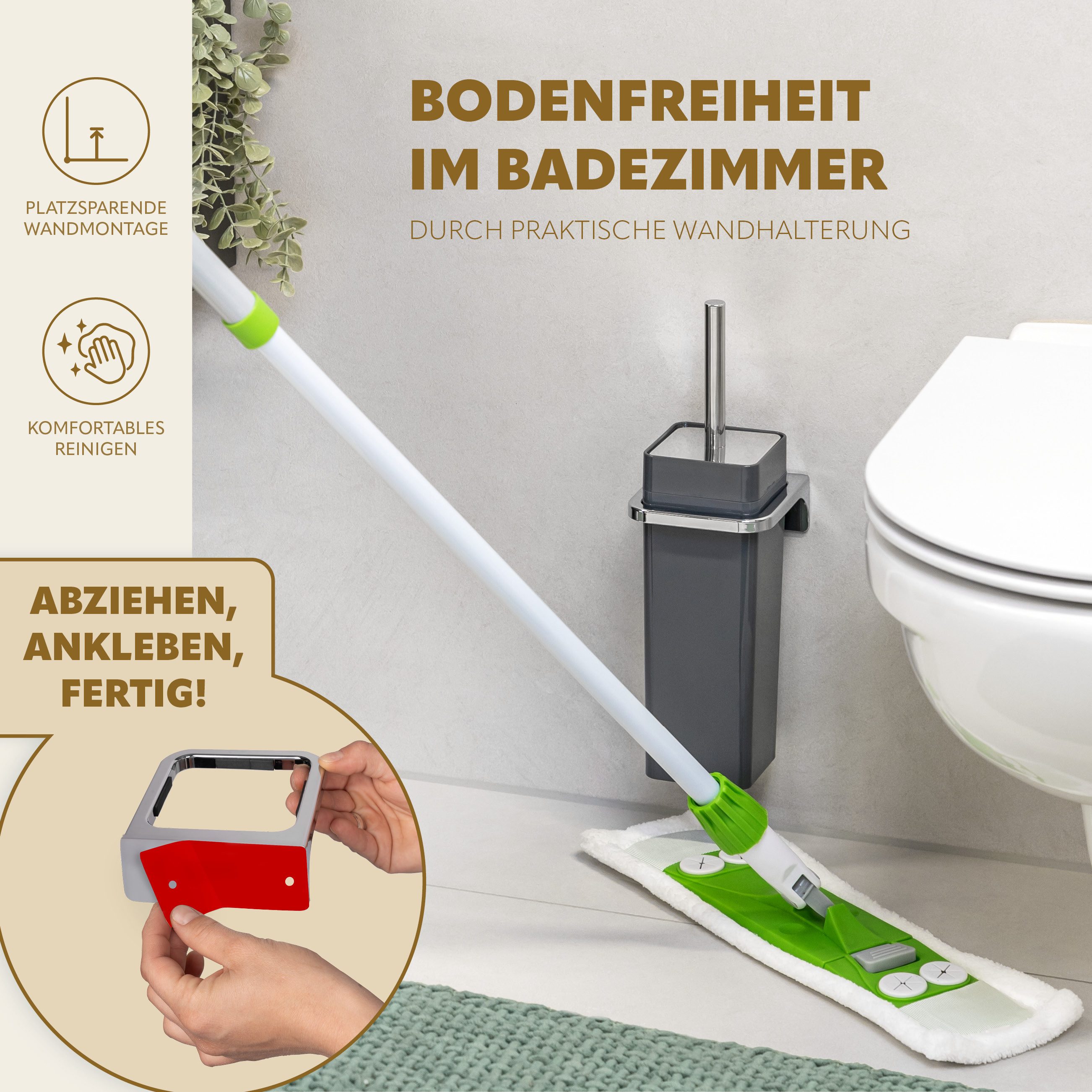 bremermann WC-Reinigungsbürste WC-Garnitur SAVONA inkl. Wandhalterung, eckig – Bild 3 von 5