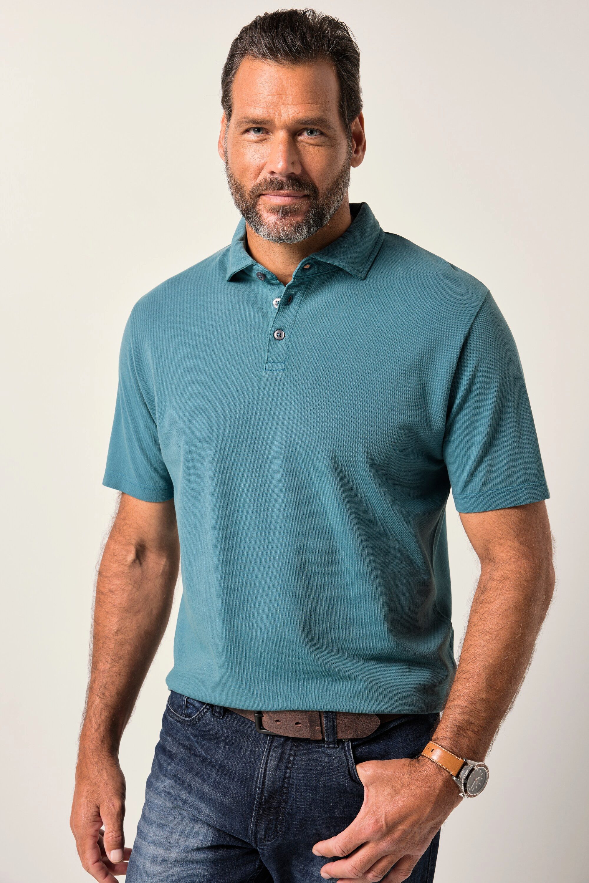 Poloshirt Poloshirt Halbarm Piqué Haikragen Vintage Look