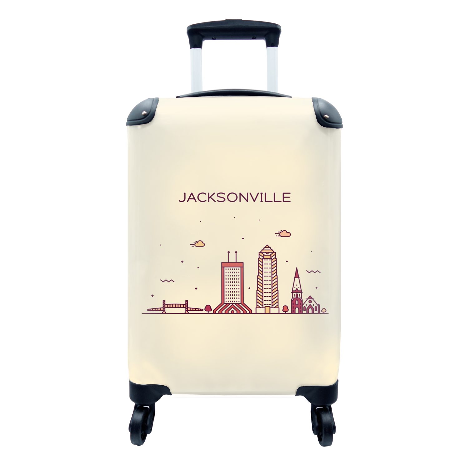 MuchoWow Handgepäckkoffer Skyline - Jacksonville - Vereinigte Staaten, 4 Rollen, Reisetasche mit rollen, Handgepäck für Ferien, Trolley, Reisekoffer