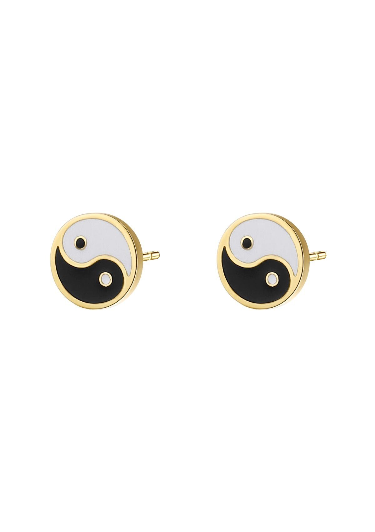 Hey Happiness Paar Ohrstecker Yin Yang weiß schwarz, Ohrringe 18K Roségold günstig online kaufen