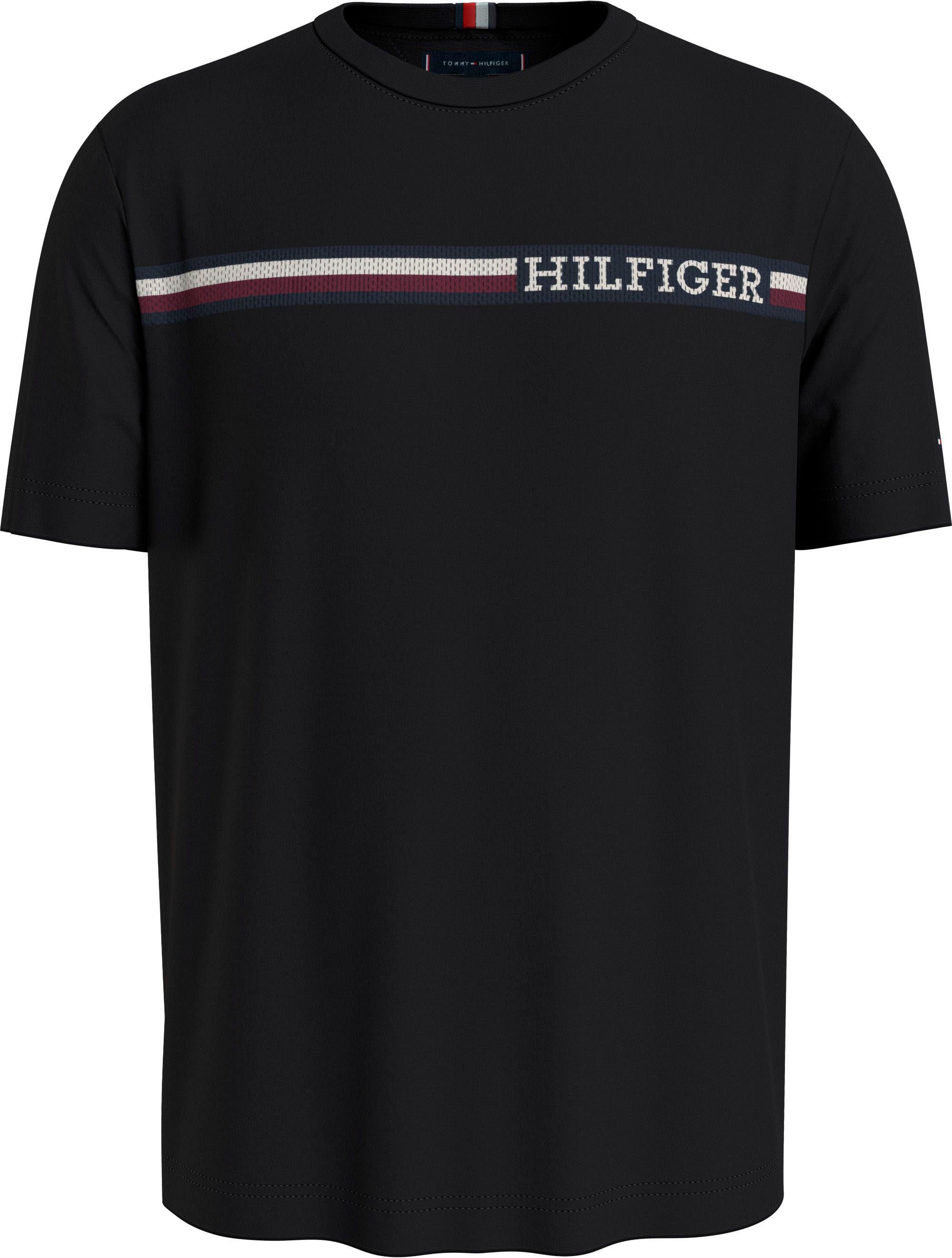 mit Hilfiger TEE STRIPE MONOTYPE T-Shirt CHEST Black Tommy Markenlogo