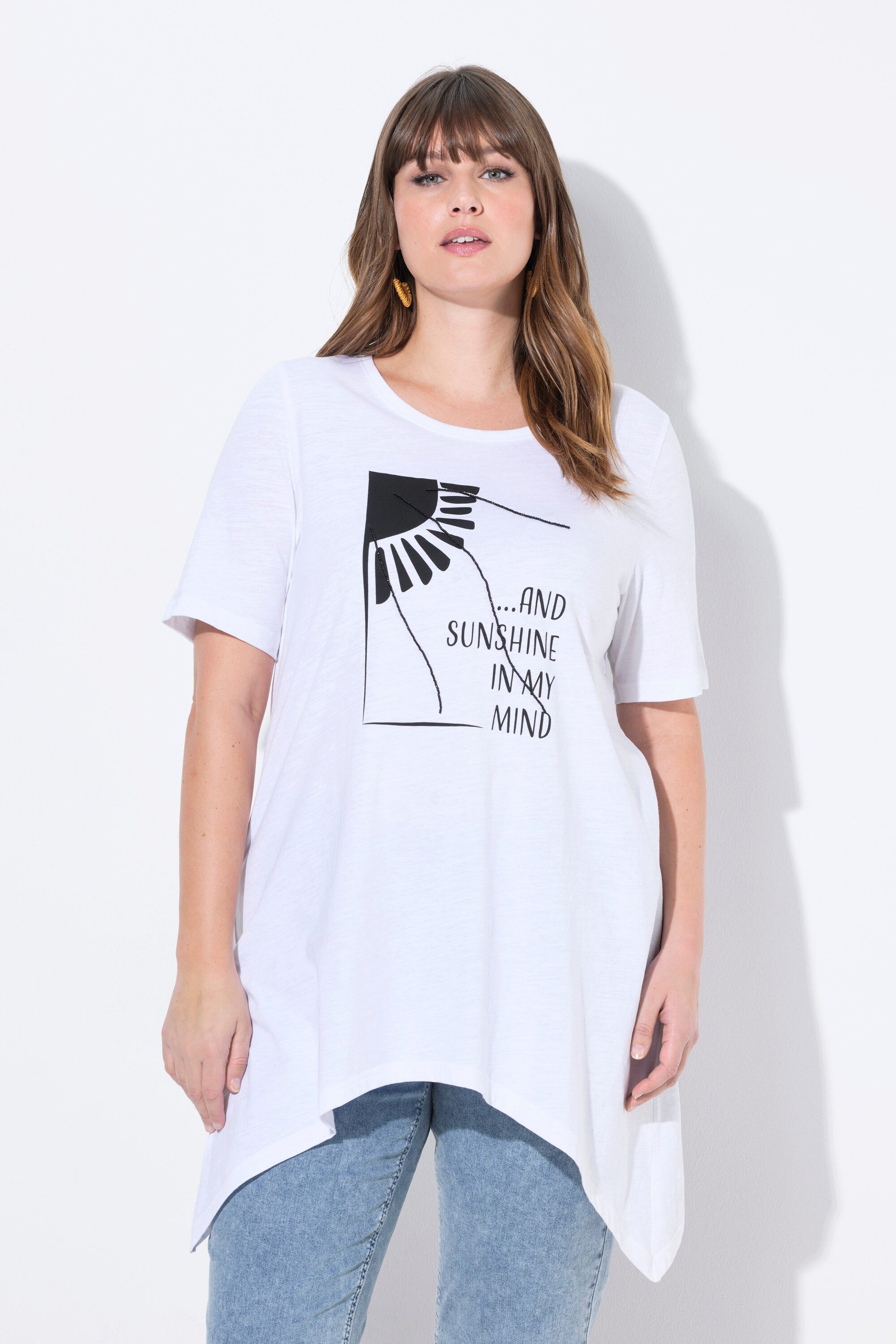 Ulla Popken Longshirt T-Shirt Sonnen Rundhals günstig online kaufen