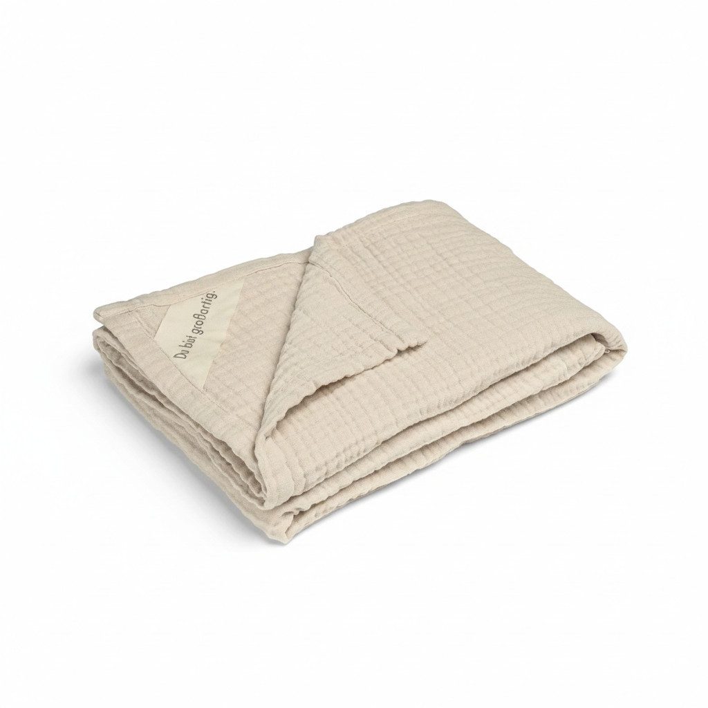 Babydecke Musselin Decke 100 cm x 75 cm Weicher Wüstensand – Gr. 100, Moyo, Kuscheldecke, zart zur Babyhaut