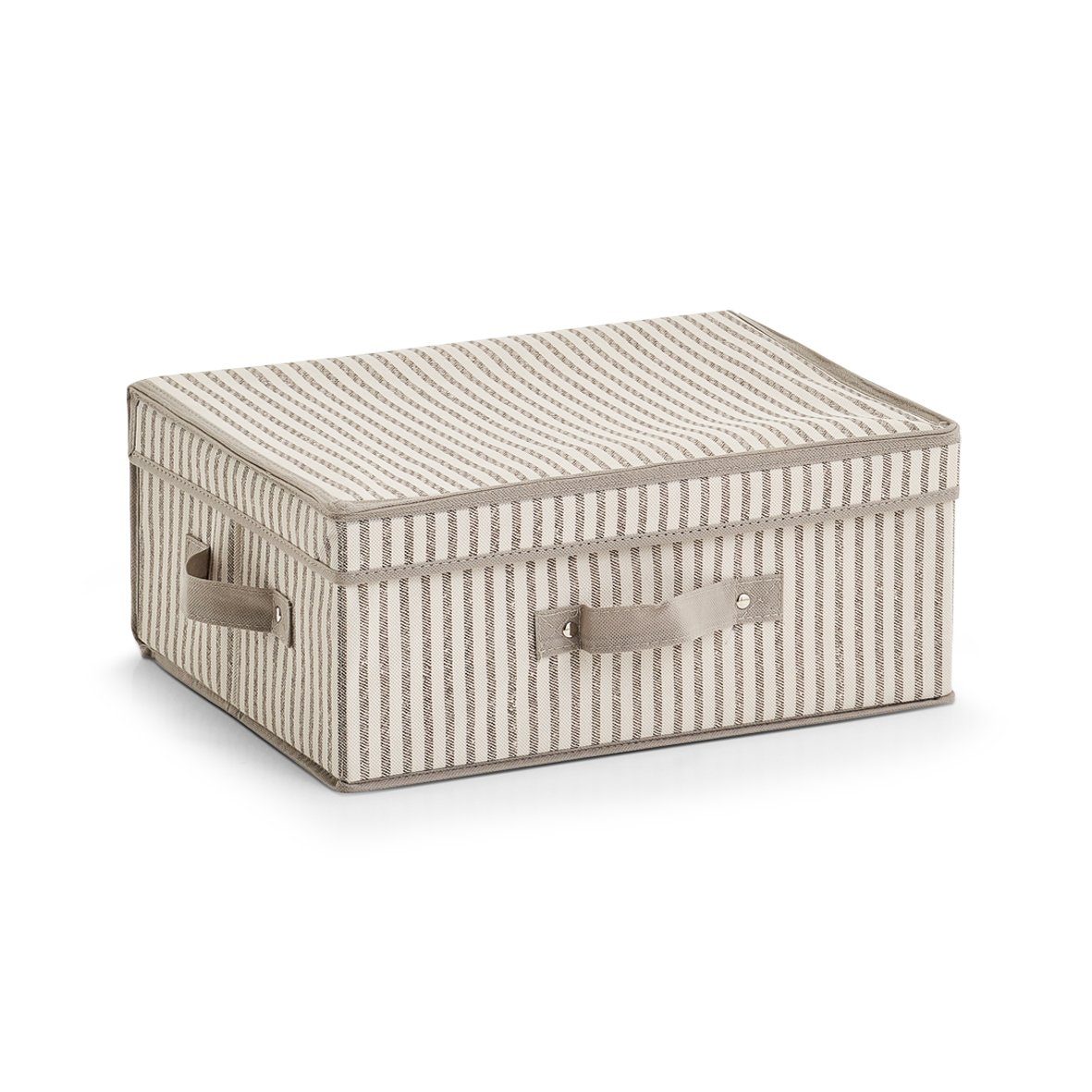 Zeller Present Aufbewahrungsbox m. Deckel "Stripes, Vlies, beige, 38 x 29 x 16,5 cm