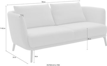 SCHÖNER WOHNEN-Kollektion 2,5-Sitzer Pearl - 5 Jahre Hersteller-Garantie, auch in Bouclé, Maße (B/H/T): 190/71/91 cm, Füße Massivholz
