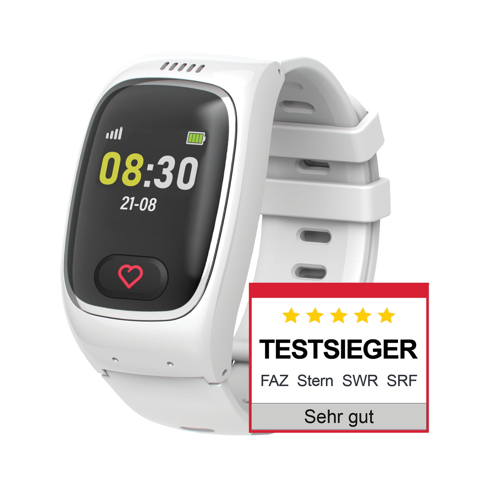 JAMES B8 Senioren Smartwatch Notrufuhr SOS & GPS Smartwatch weiß