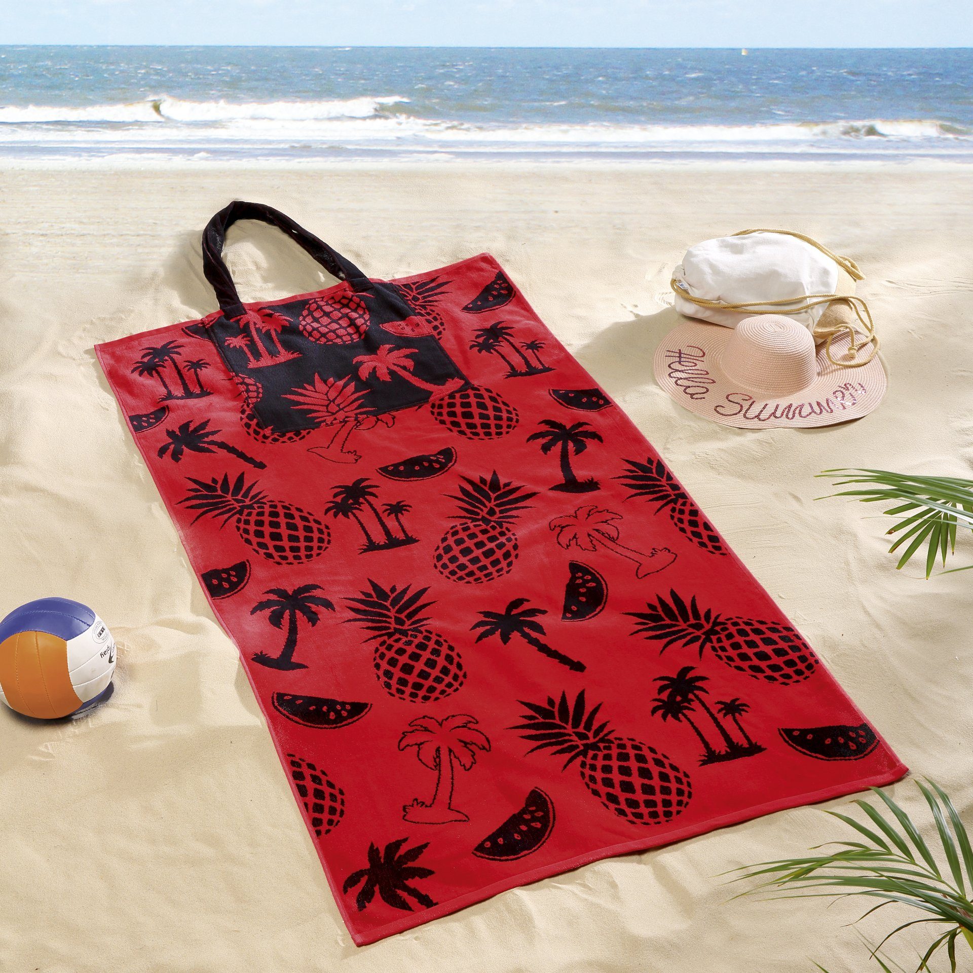 Delindo Lifestyle Strandtuch Strandtuch mit Schultertasche, Frottier (1-St) günstig online kaufen