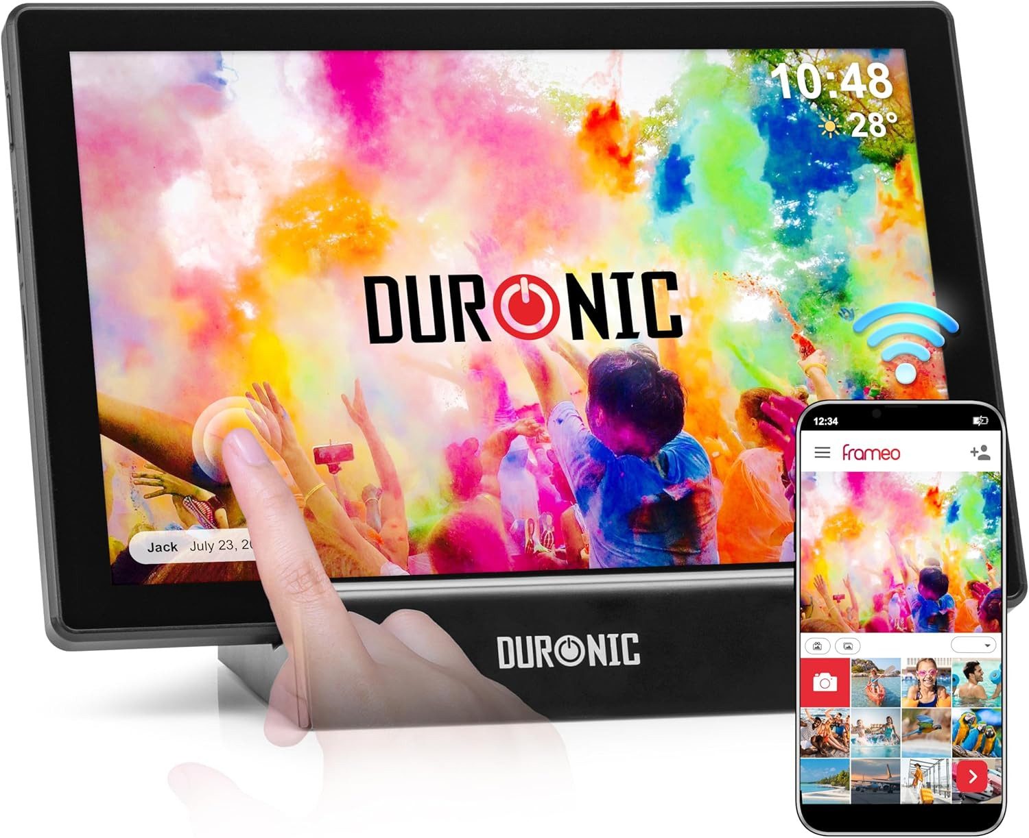 Duronic PF1D BK digitaler Bilderrahmen, Frameo WiFi Bilderrahmen mit 32GB S günstig online kaufen