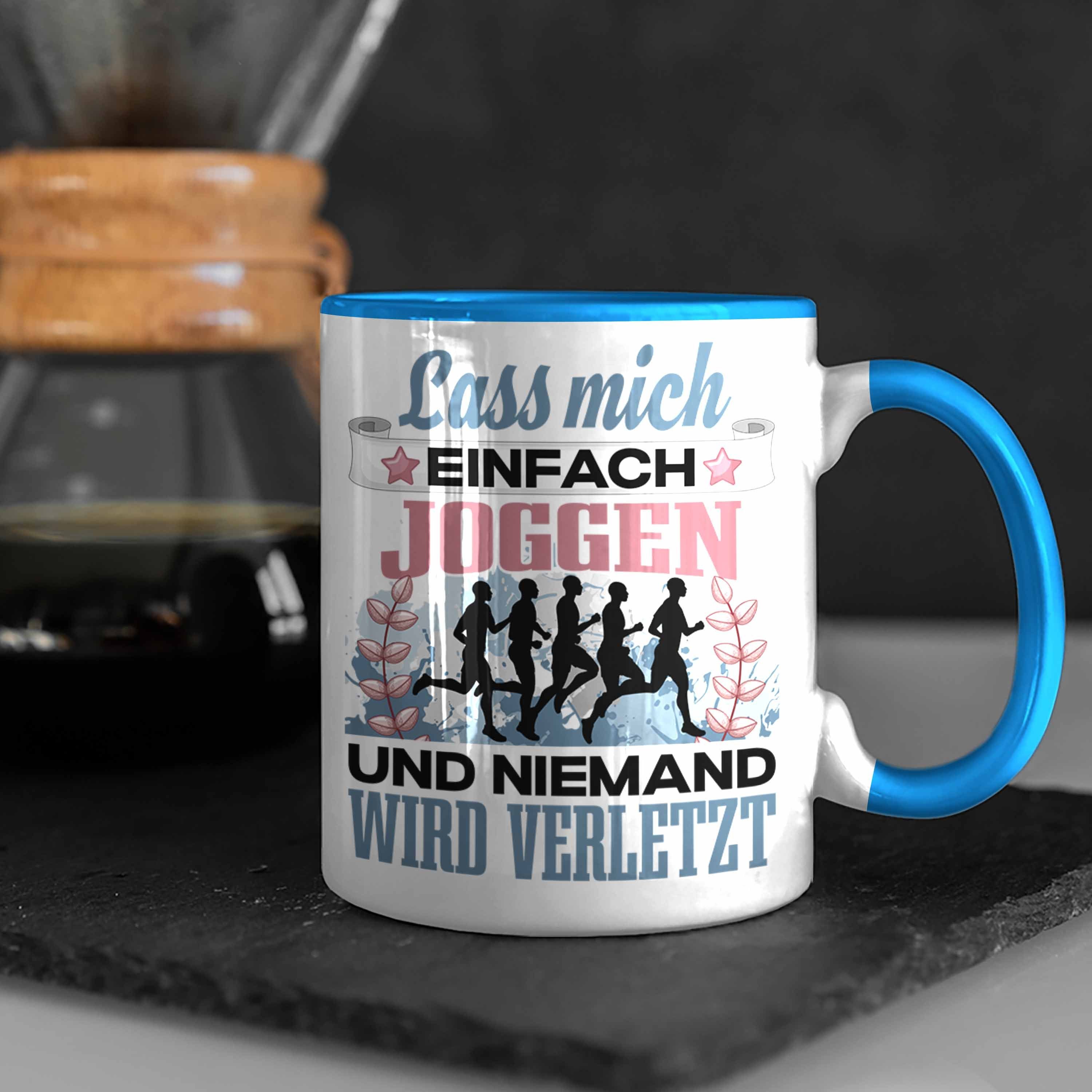 Geschenkidee Joggen Laufen Tasse Mic - Trendation Lass Spruch Blau Geschenk Tasse Trendation