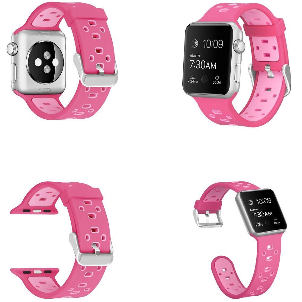 Wigento Smartwatch-Armband Für Apple Watch Series 8 7 41 / 6 SE 5 4 40 / 3  2 1 38mm Hochwertiges Kunststoff / Silikon Uhr Watch Smart Sport Armband  Pink / Rosa