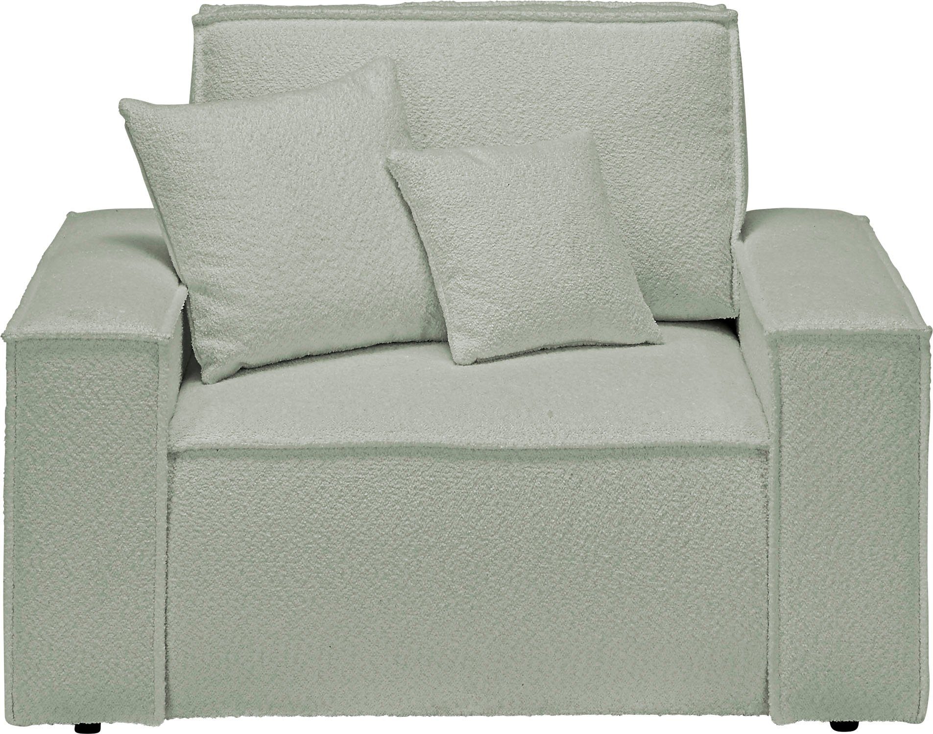 OTTO home Loveseat FINNLEY, XXL-Sessel, Lesesessel, trendige Stoffe, inkl. Zierkissen (1-St), verfügbar in den Stoffqualitäten Bouclé, Struktur fein und Mega Cord