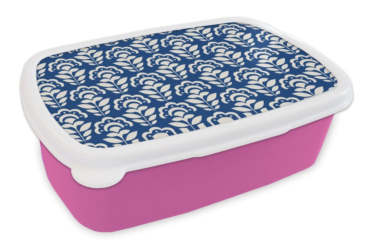 MuchoWow Lunchbox Sonnenblume - Blau - Design, Kunststoff, (2-tlg), Brotbox für Erwachsene, Brotdose Kinder, Snackbox, Mädchen, Kunststoff rosa