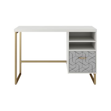 loft24 Schreibtisch Scarlett, mit Schublade, Metallgestell in gold, Breite 114 cm