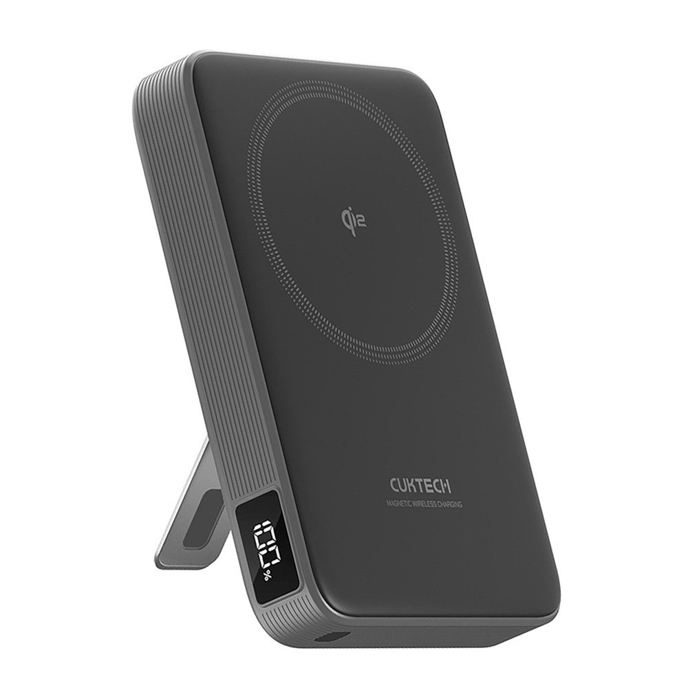Cuktech Magnetakku Klappständer Powerbank 10000 mAh (1 St), Qi2 kabellos 15W, 30W USB-C, Magnethalterung, Ständer