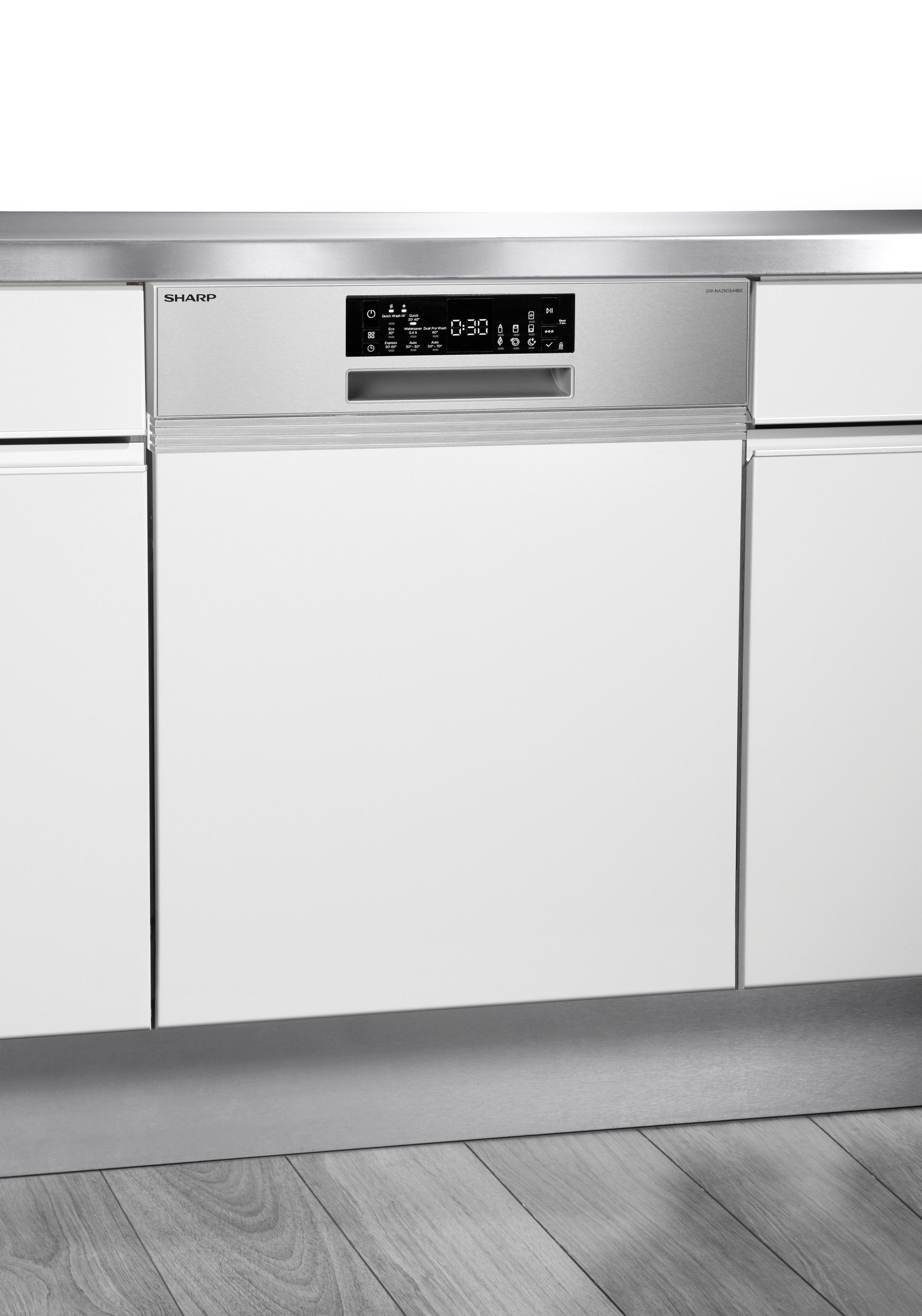 Sharp teilintegrierbarer Geschirrspüler QW-NA25GS44BS-DE, 14 Maßgedecke