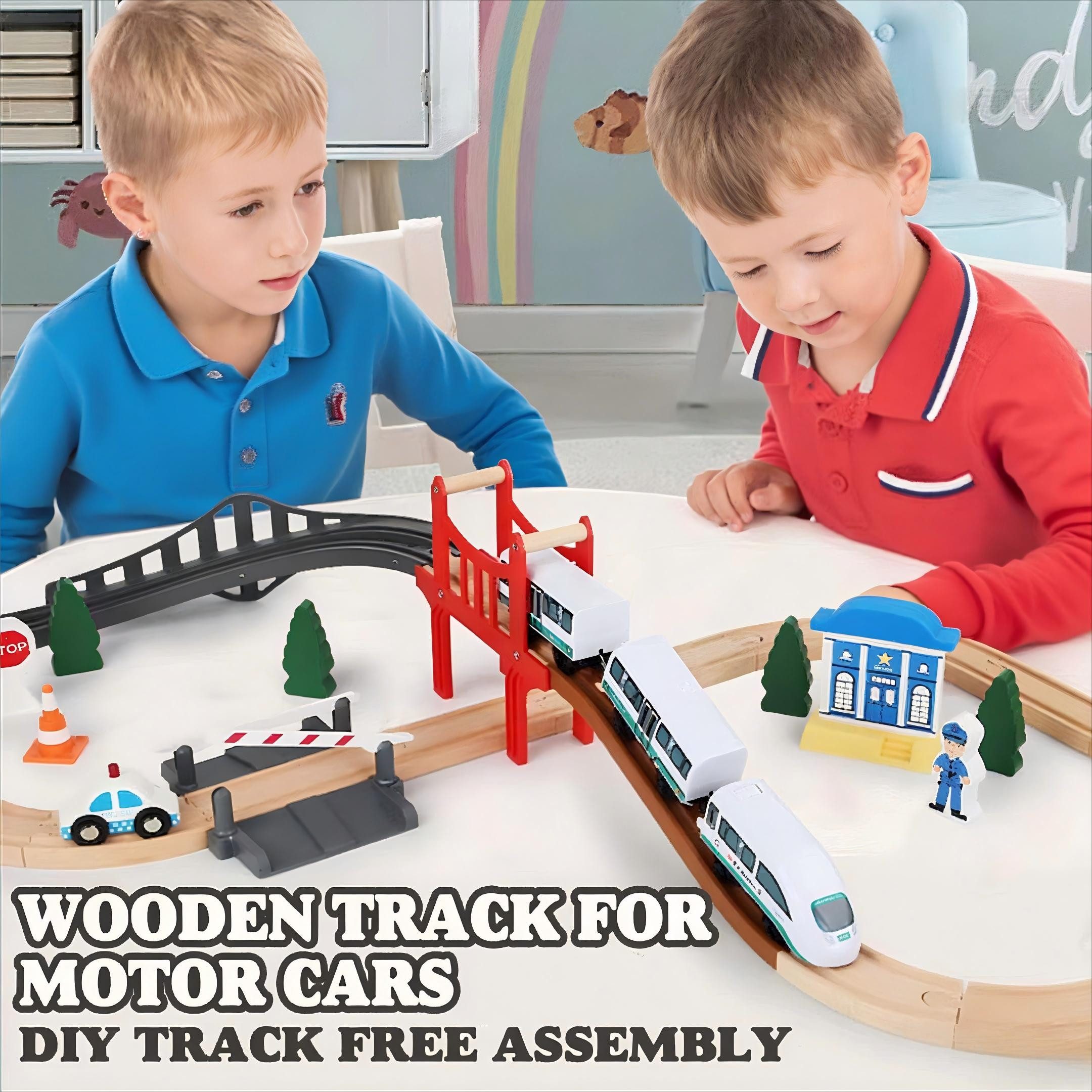 POPOLIC Spielzeugeisenbahn-Set Holzbahn-Set für Kinder umweltfreundlich, fa günstig online kaufen