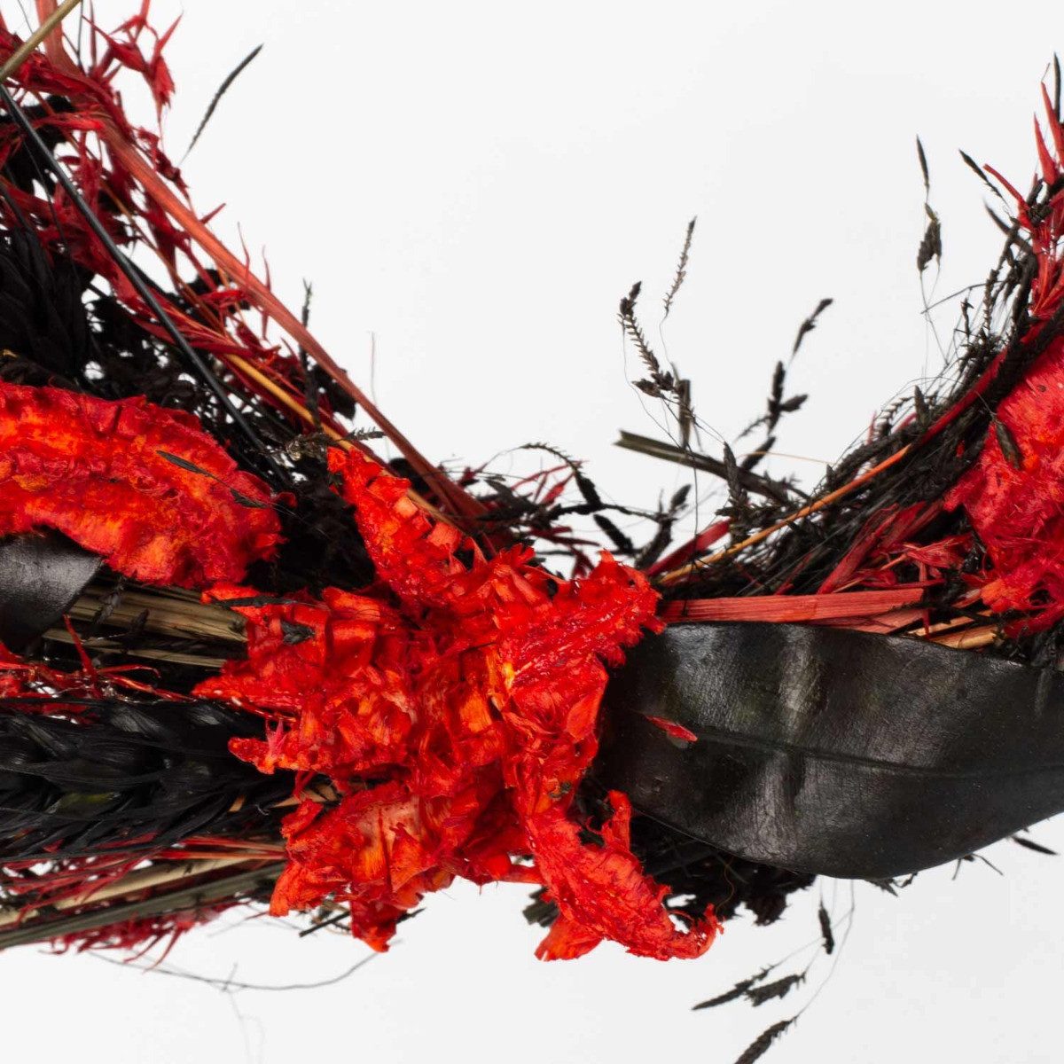 Trockenblume Trockenblumenkranz GALENO auf Ring, rot-schwarz, 36,5 cm, Ø30 cm, artplants, Höhe 36.5 cm