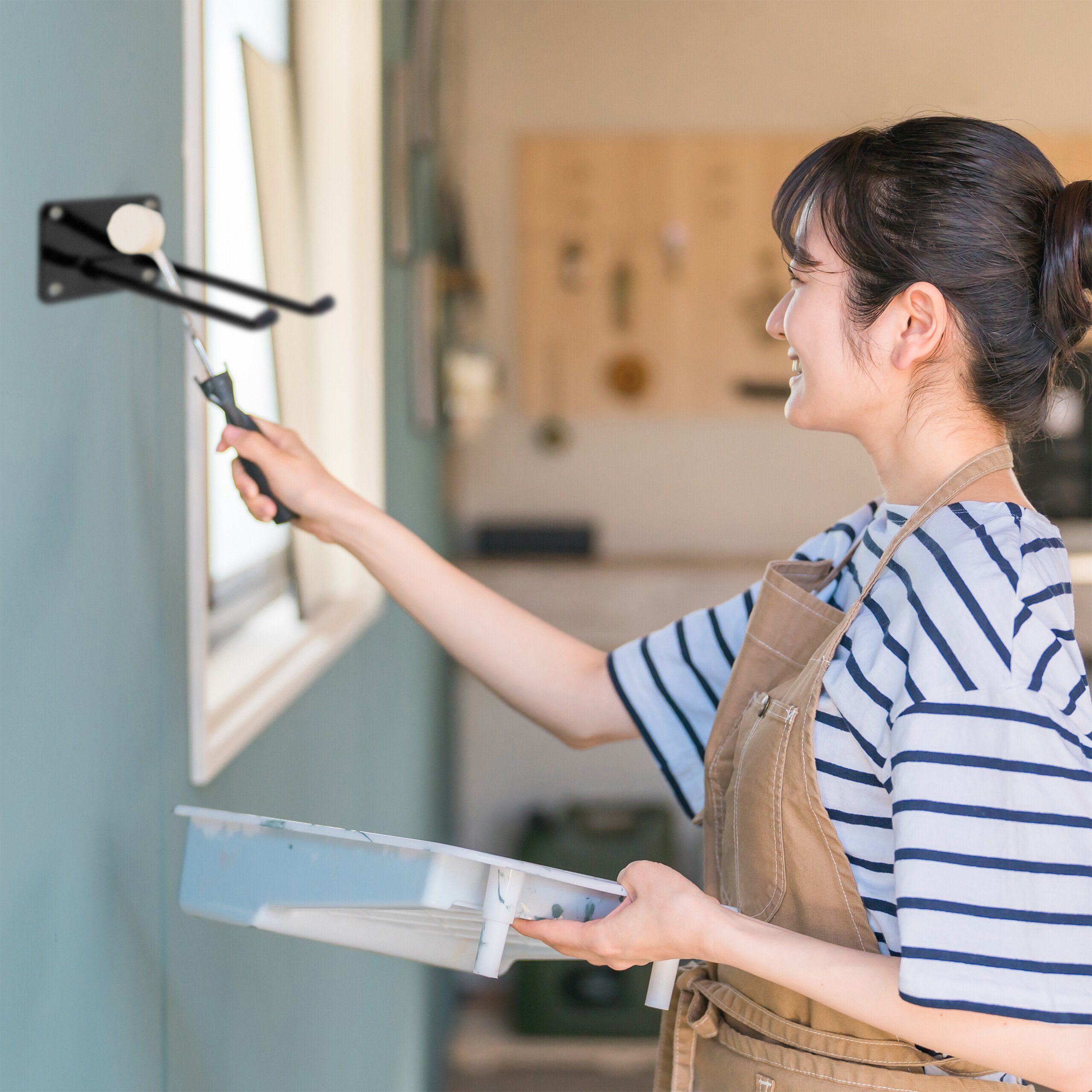 relaxdays Gartengerätehalter Schwarze Gerätehalter aus Stahl 3er Set