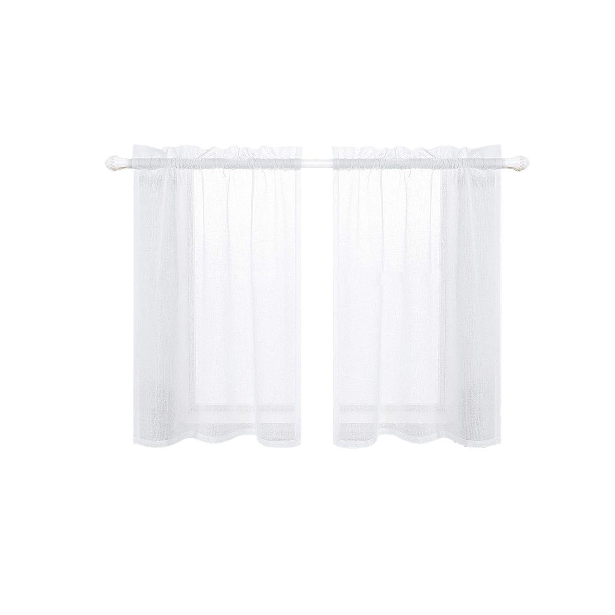 Fenstervorhang, Scheibengardine mit Stangendurchzug,Transparente St), Voile Gardinen, Weiß Kurzgardine transparent, kräuselband (2 BTTO, Gardinen,Bistrogardine,