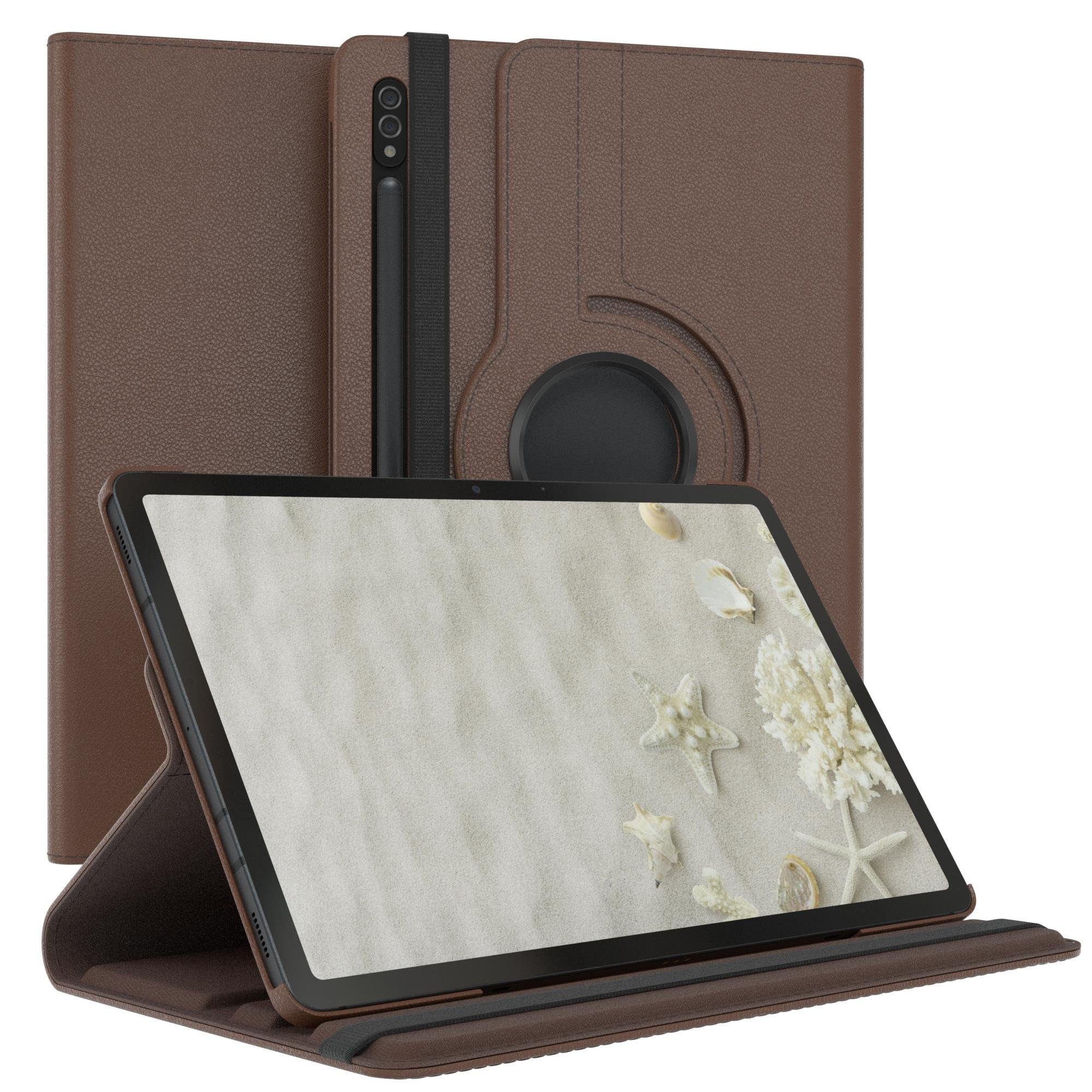 EAZY CASE Tablet-Hülle Rotation Case für Samsung Galaxy Tab S7 / Tab S8 11 Zoll, Schutztasche Tablet Case 360 Rotation Bookcover zum Aufstellen Braun