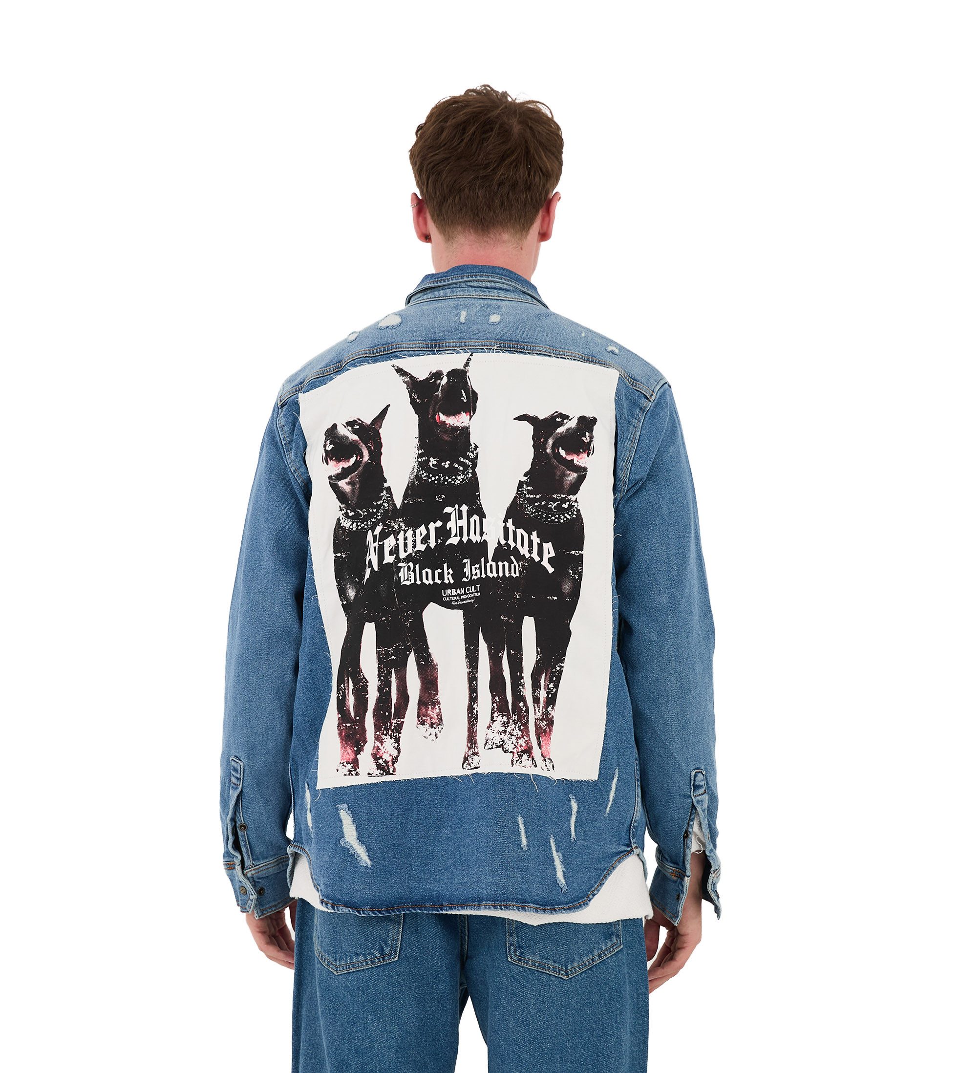 Denim Distriqt Jeansjacke Herren Denim-Hemdjacke, Regular Fit, Dobermann Motiv Blau S. Reduzierter Preis € 49,99. Unverbindliche Preisempfehlung € 99,99