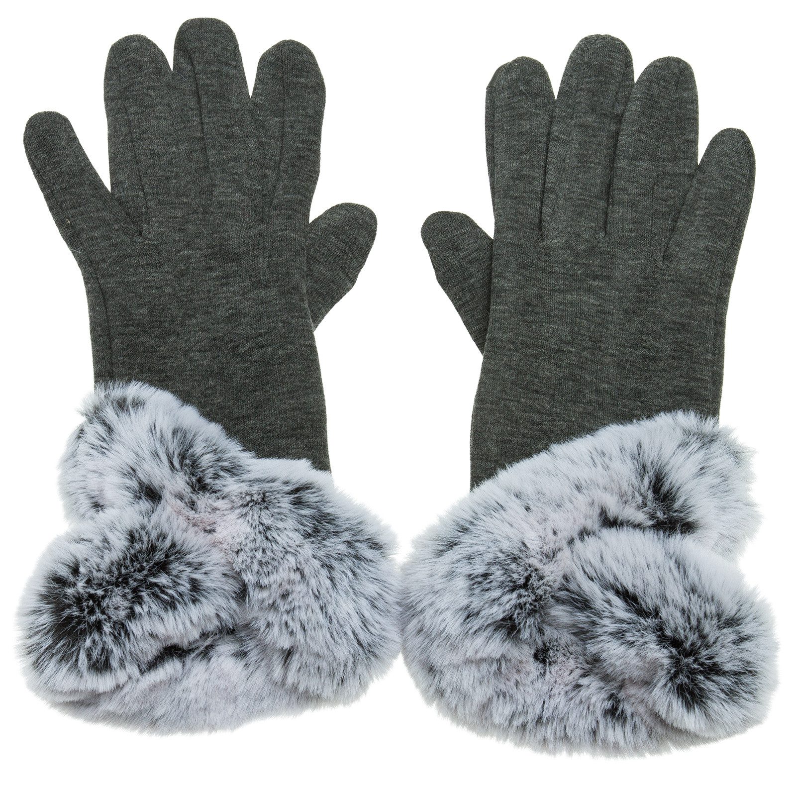 Caspar Strickhandschuhe GLV012 klassisch elegante Damen Handschuhe mit Kunstfell Dekor