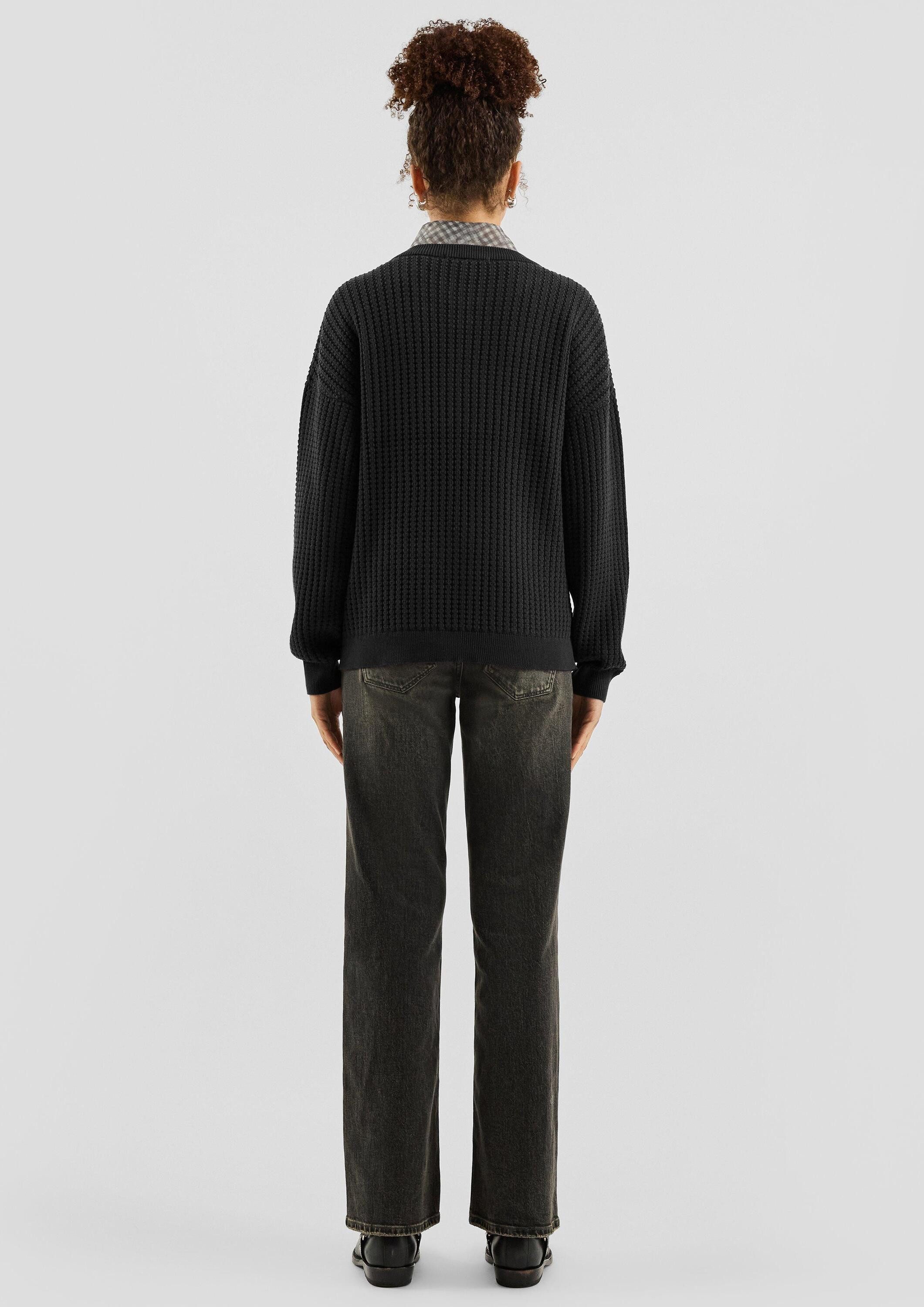 QS Longpullover Strickpullover Strukturierter Pullover