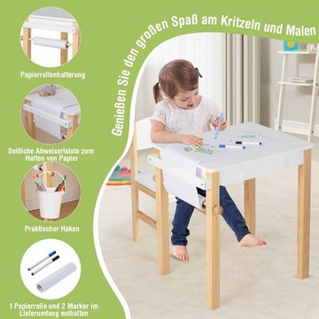 KOMFOTTEU Kindertisch (Set), mit Stuhl, Schublade, Papierrolle & 2 Markern