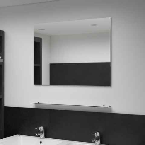 vidaXL Spiegel Wandspiegel mit Ablage 80x60 cm Hartglas (1-St)