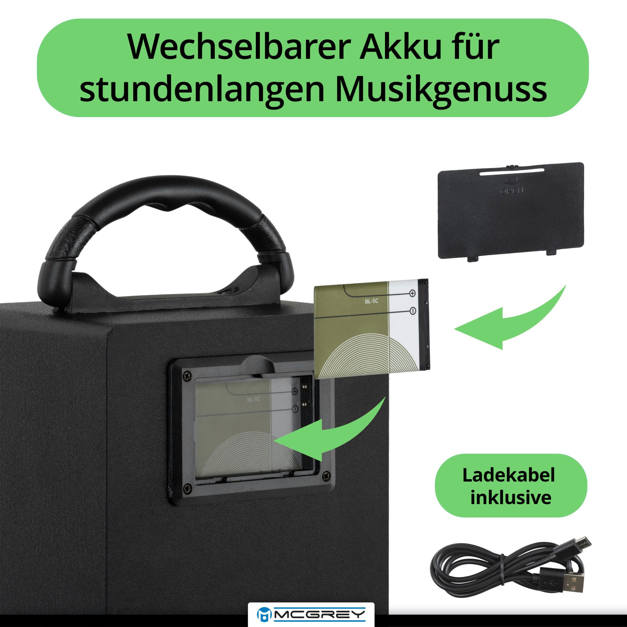 McGrey Tragbarer Speaker für vielseitigen Einsatz inklusive Fernbedienung - Bluetooth-Lautsprecher (6 W, FM-Radio mit 30 speicherbaren Senderplätzen integriert) – Bild 5 von 5