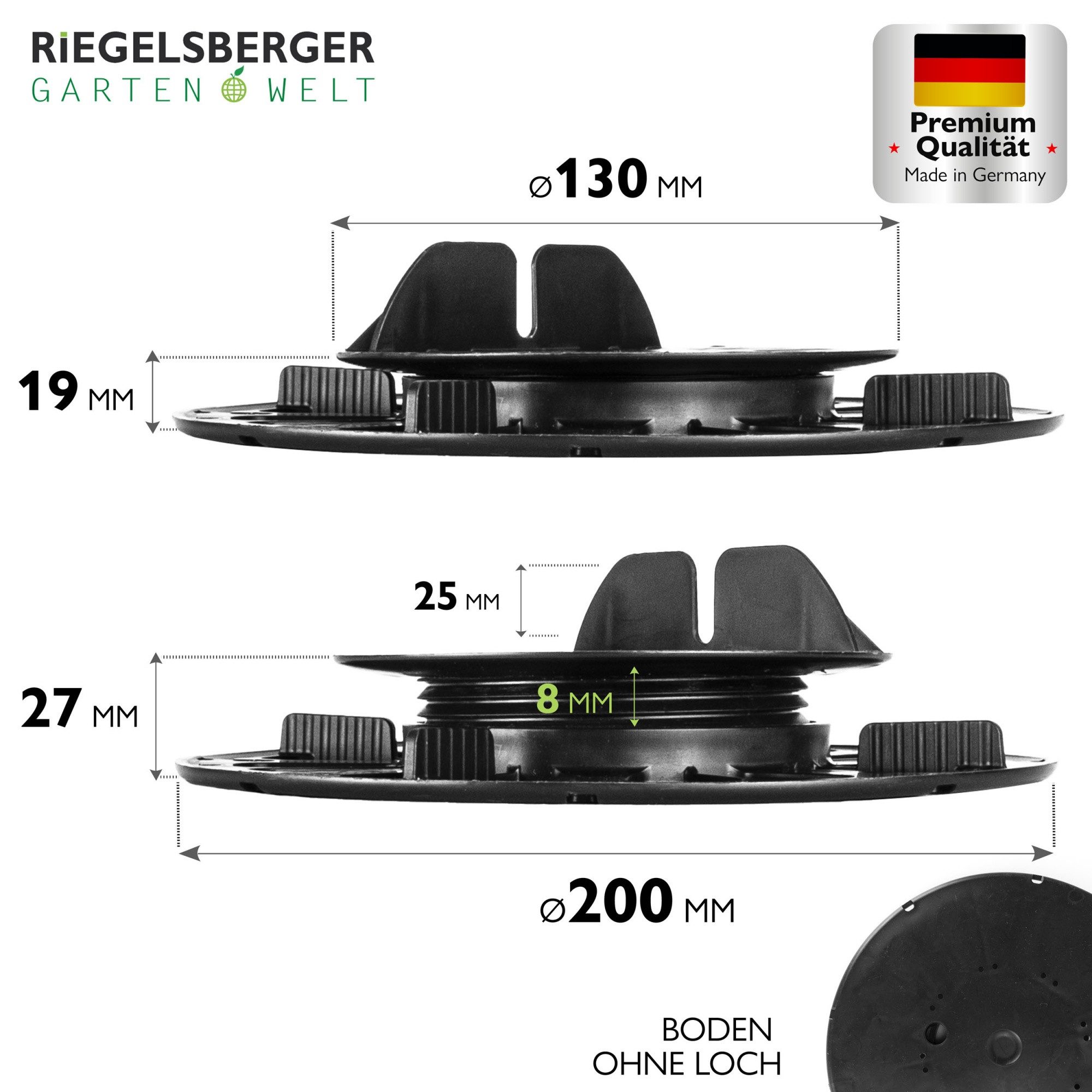 Gartenwelt Riegelsberger Stellfuß PREMIUM Terrassenlager Holz WPC ALU Stelzlager Balkenlager verstellbar
