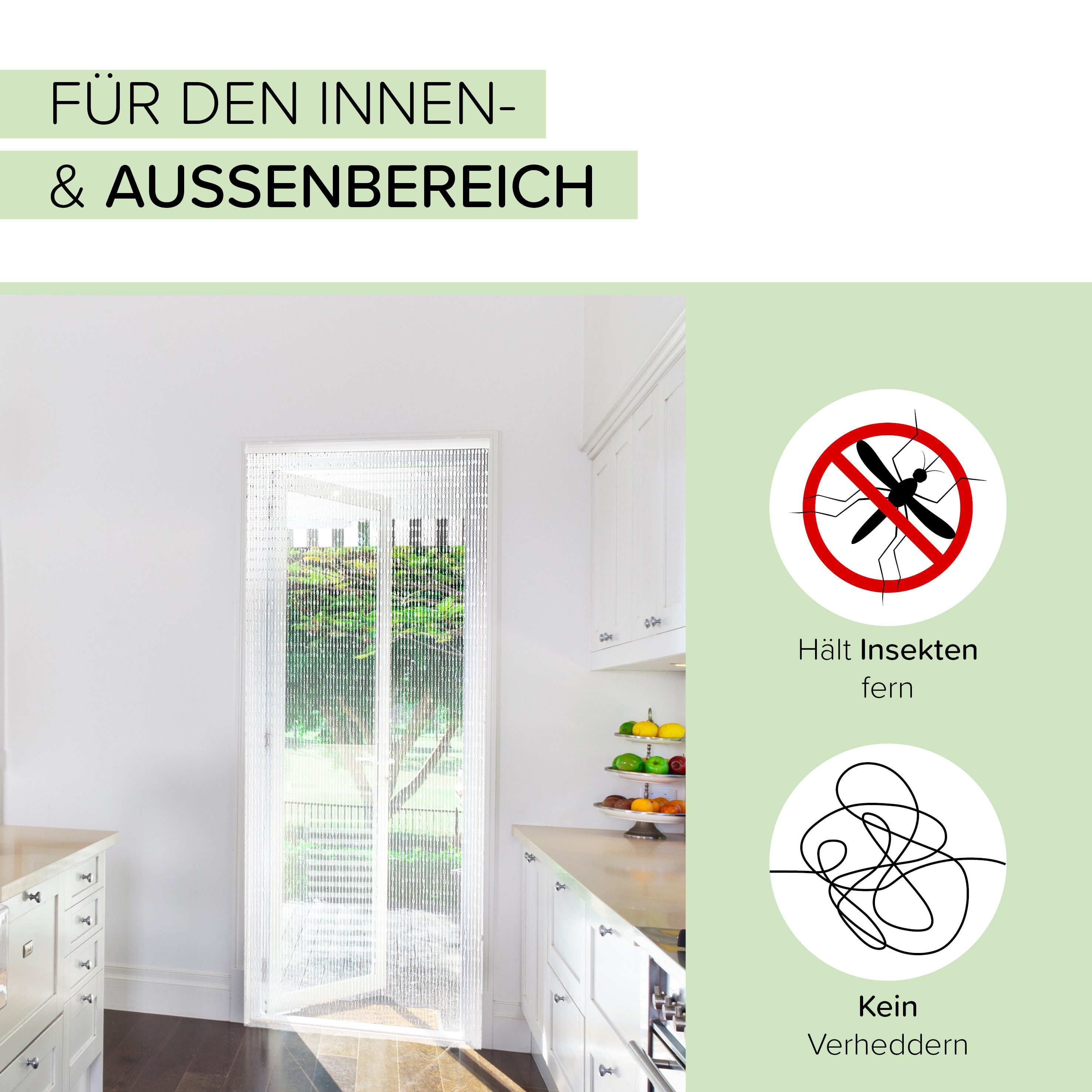 Kobolo Türvorhang Vorhang Insektenschutz DIAMONDS 100x230 cm Kunststoff, einfache Monta (1 St), Ösen, transparent – Bild 4 von 5