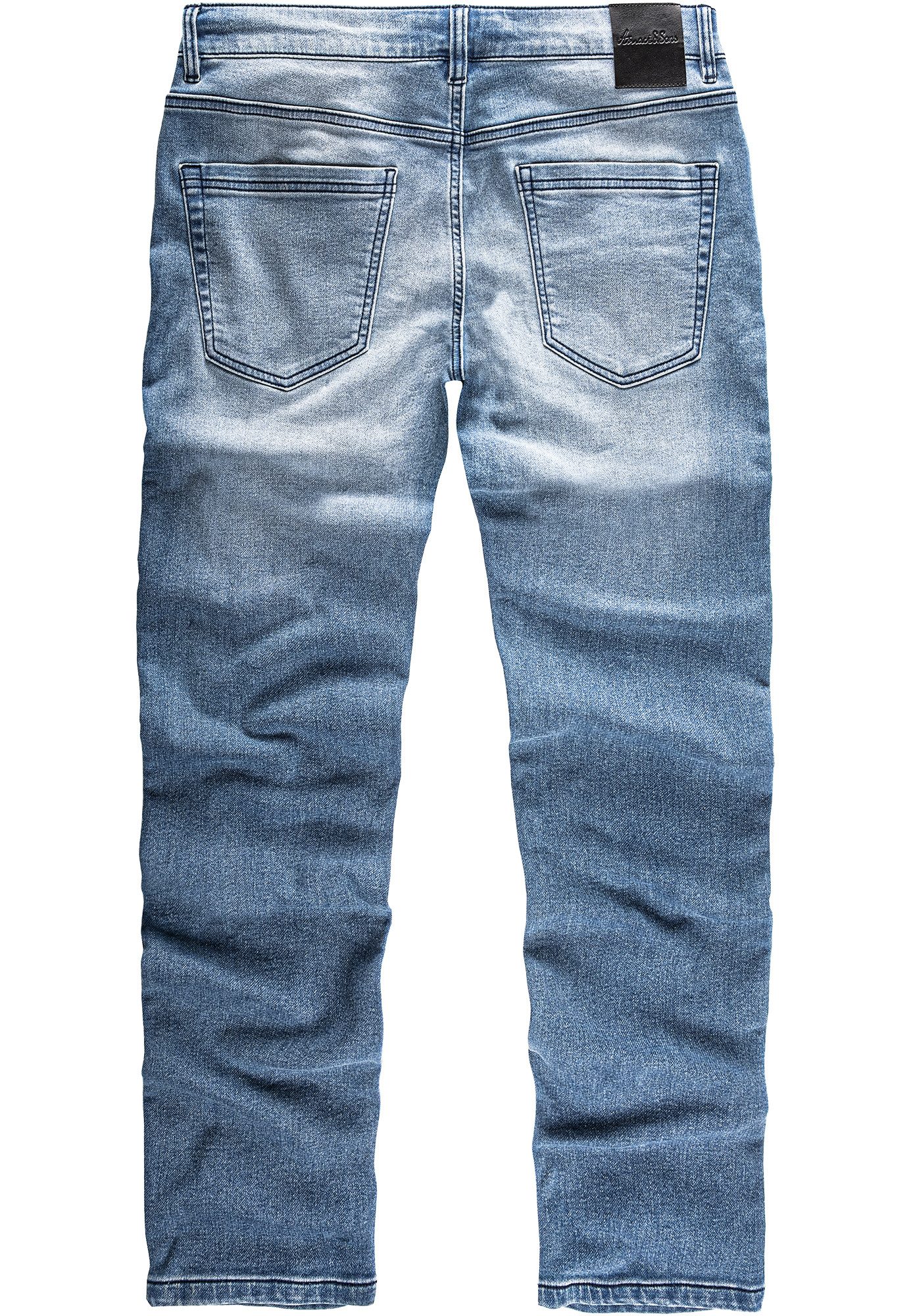 Amaci&Sons Straight-Jeans COPPELL Sweathose im Denim Look Herren Sweathose in Stretch Denim Basic Jeans Kordel