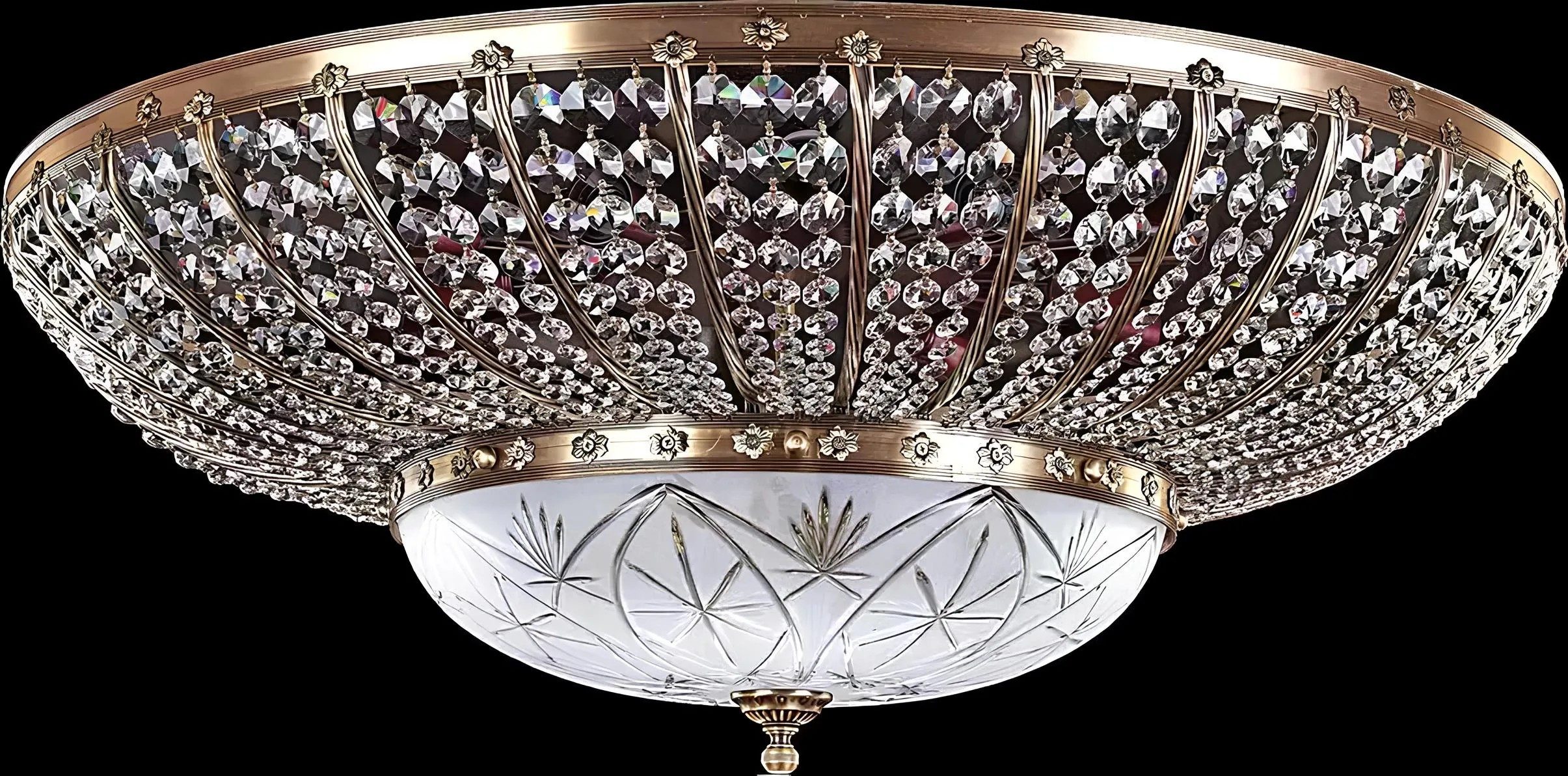 JVmoebel Kronleuchter Runde Hängeleuchte im Art Deco Stil mit Kristallverzierung, Leuchtmittel wechselbar, Made in Europa