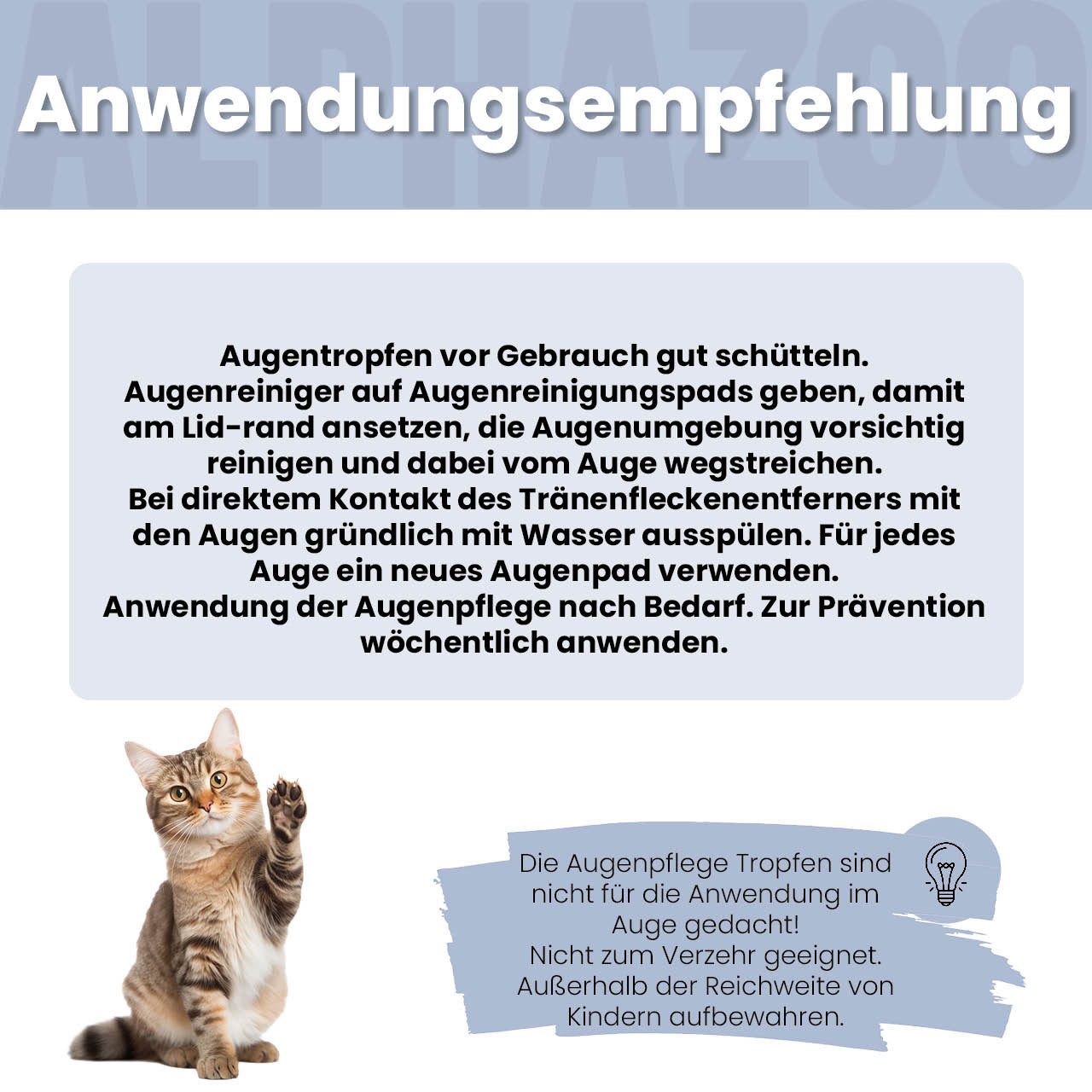 ALPHAZOO Tier-Hautpflegemittel Durchblick Augenpflege für Katzen 100 ml, 100 ml, (1-St., Äußerer Augenreiniger), Sanften Reinigung von Tränenflecken und Schmutz