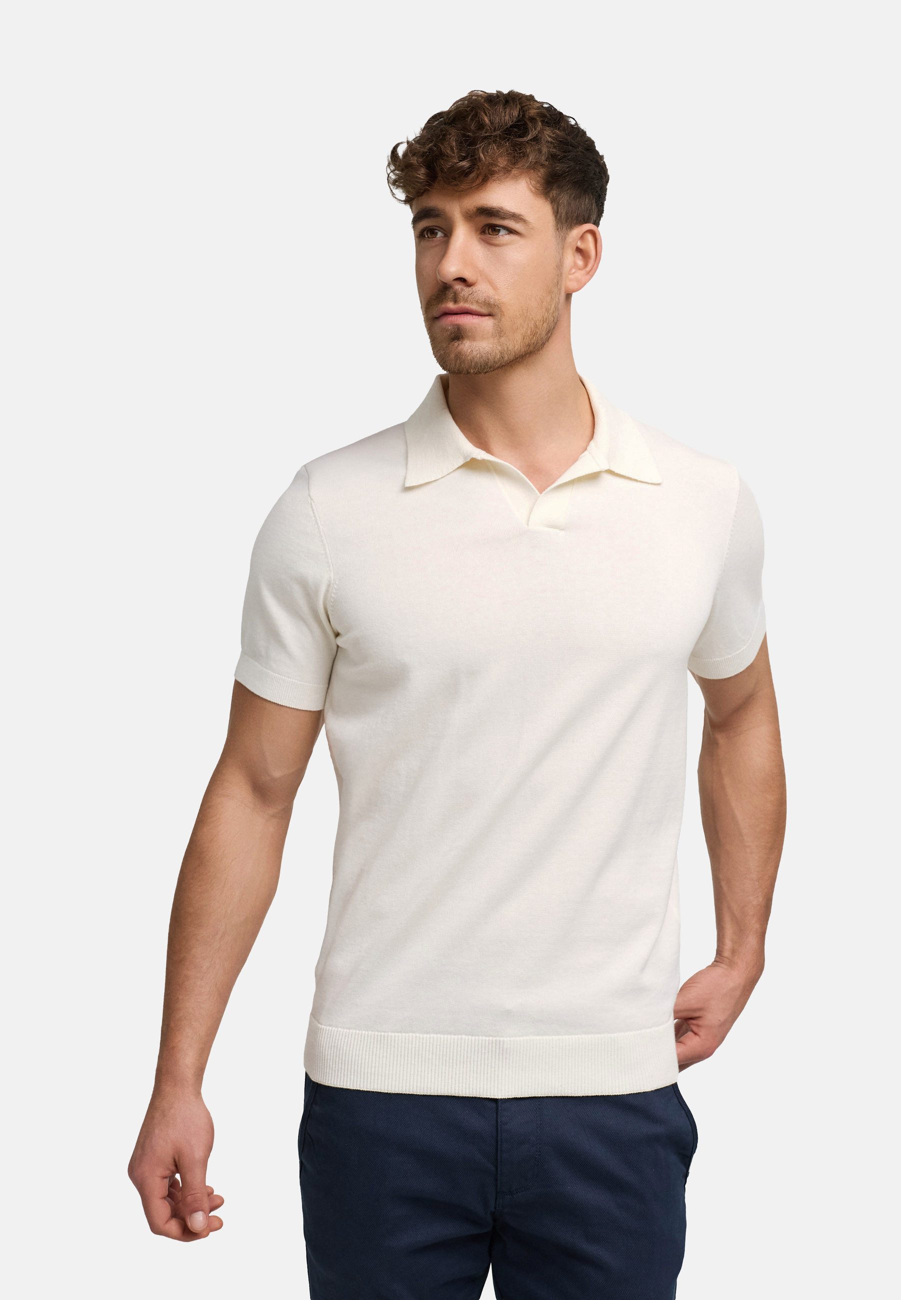 Jeff Poloshirt JFEliseo Strickpolo mit offenem Polokragen aus hochwertiger Baumwolle