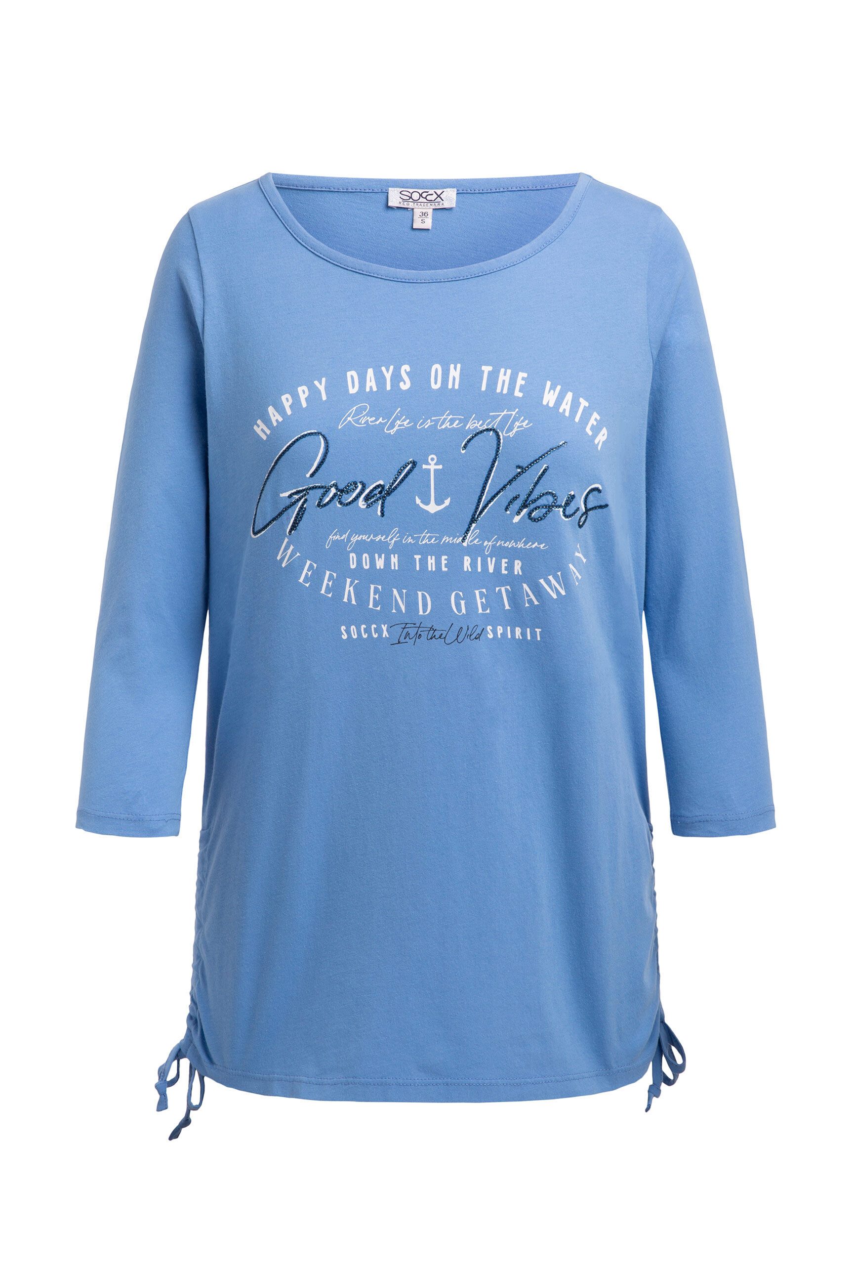 SOCCX 3/4-Arm-Shirt mit Bindeband am Saum günstig online kaufen