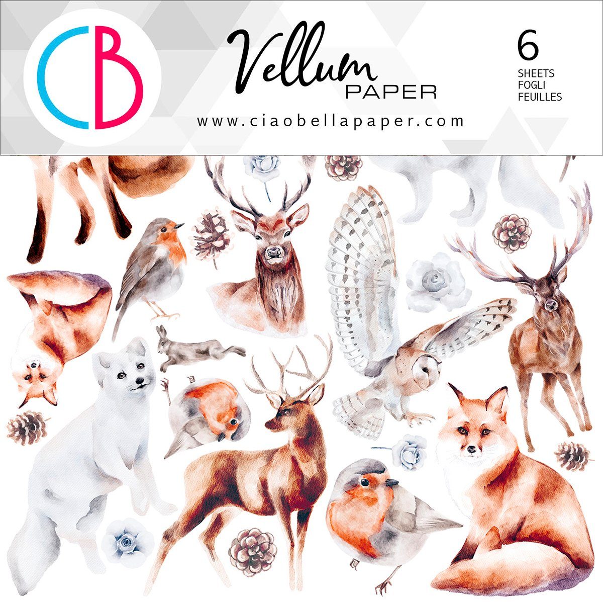Ciao Bella Transparentpapier Vellum Paper cm Journey, Winter Blatt 15 cm x 15 6