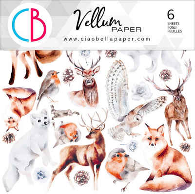 Ciao Bella Transparentpapier Vellum Paper Winter Journey, 15 cm x 15 cm 6 Blatt