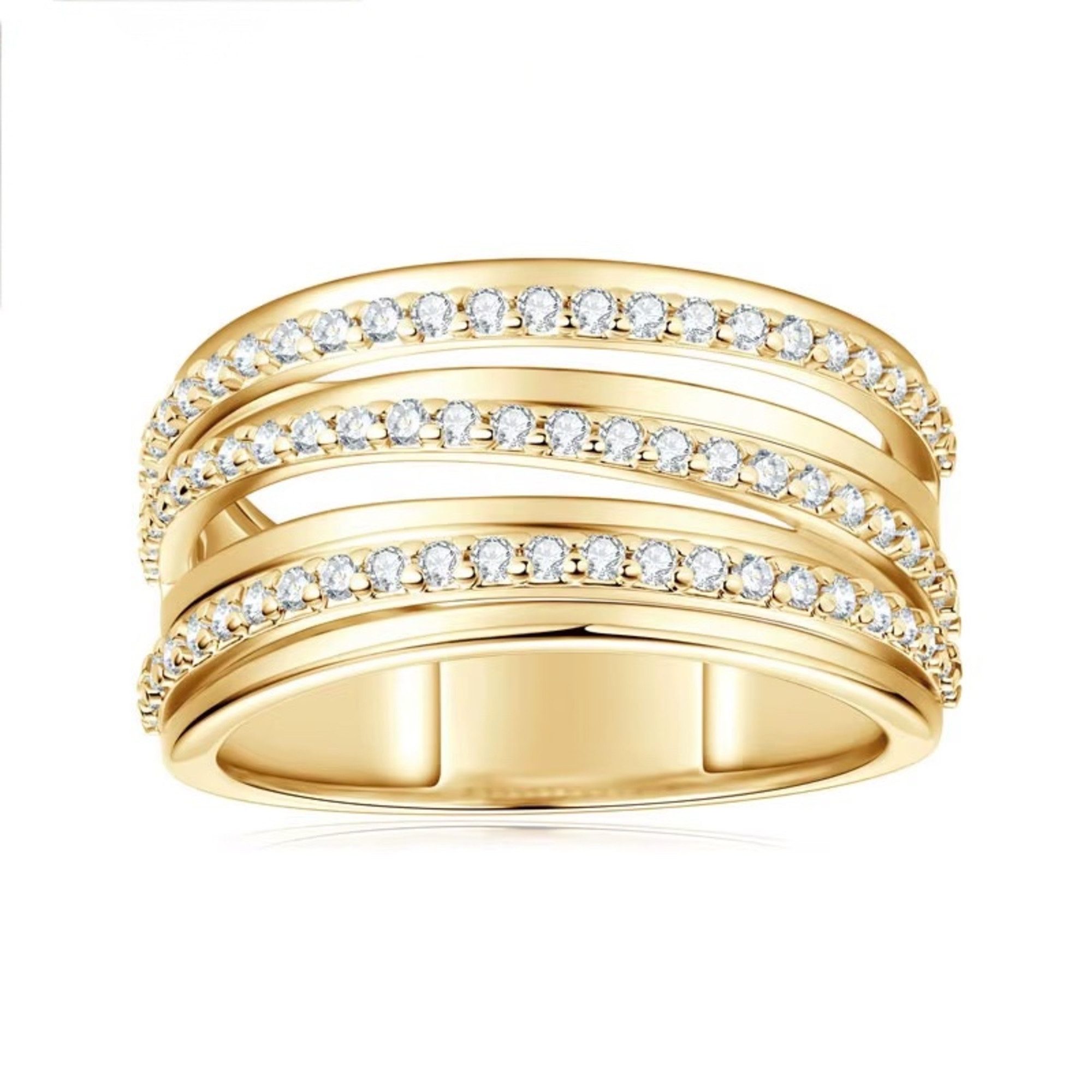 ROUGEMONT Fingerring Funkelnder Damen Ring Zirconia Pavé 18K Vergoldung günstig online kaufen