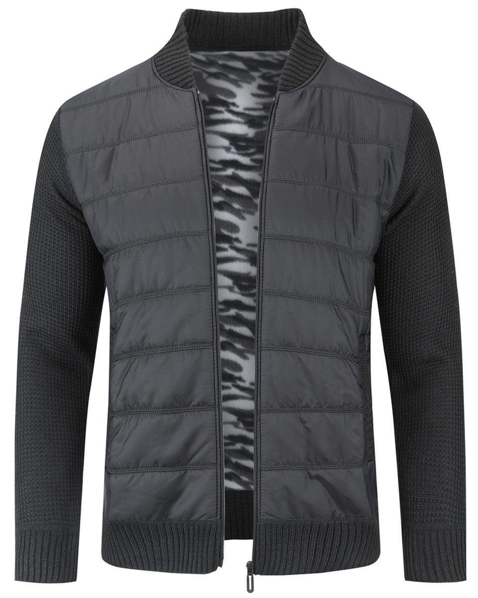 Allthemen Strickjacke Herren Patchwork-Design Cardigan mit Reißverschluss