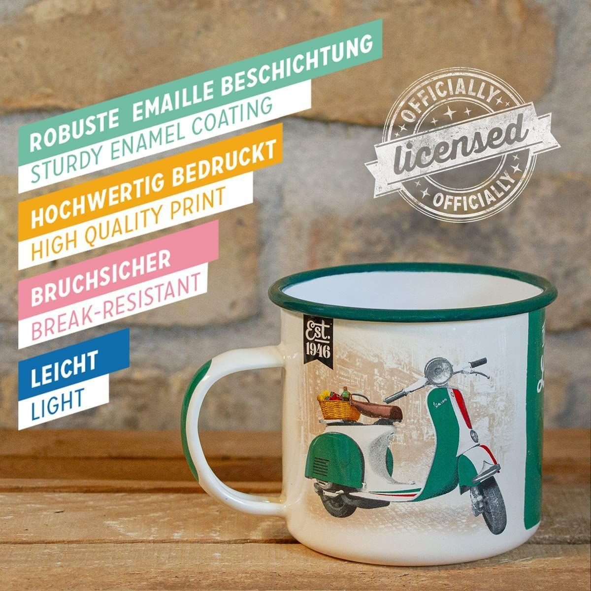 Nostalgic-Art Tasse Emaille-Becher - Vespa - Italian Legend – Bild 4 von 5