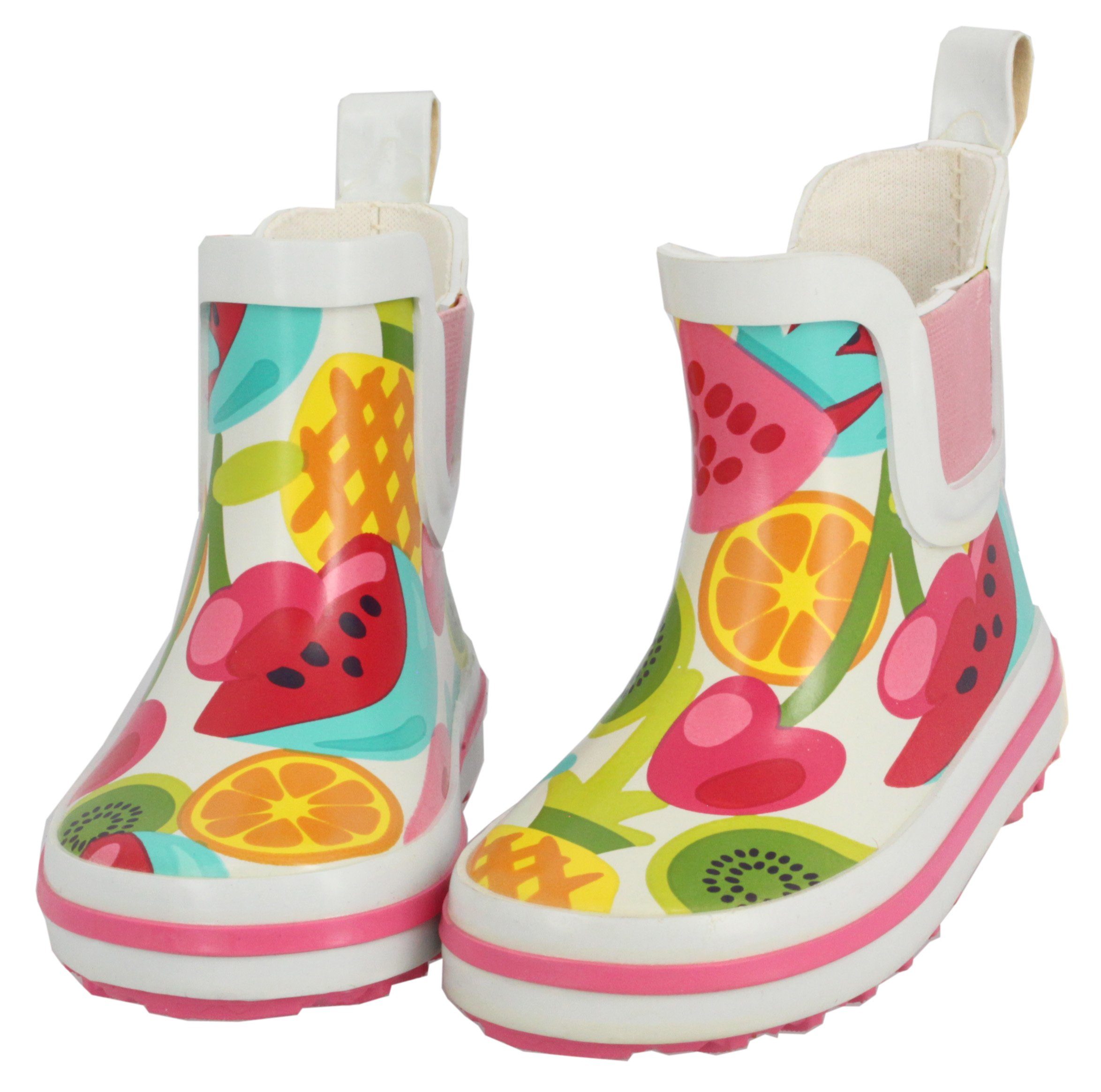 Beck Kleinkinder Gummistiefel Früchte Gummistiefel (aus weichem, flexiblen Naturkautschuk) mit seitlichen Gummi-Einsätzen für leichtes An- und Ausziehen – Bild 2 von 5