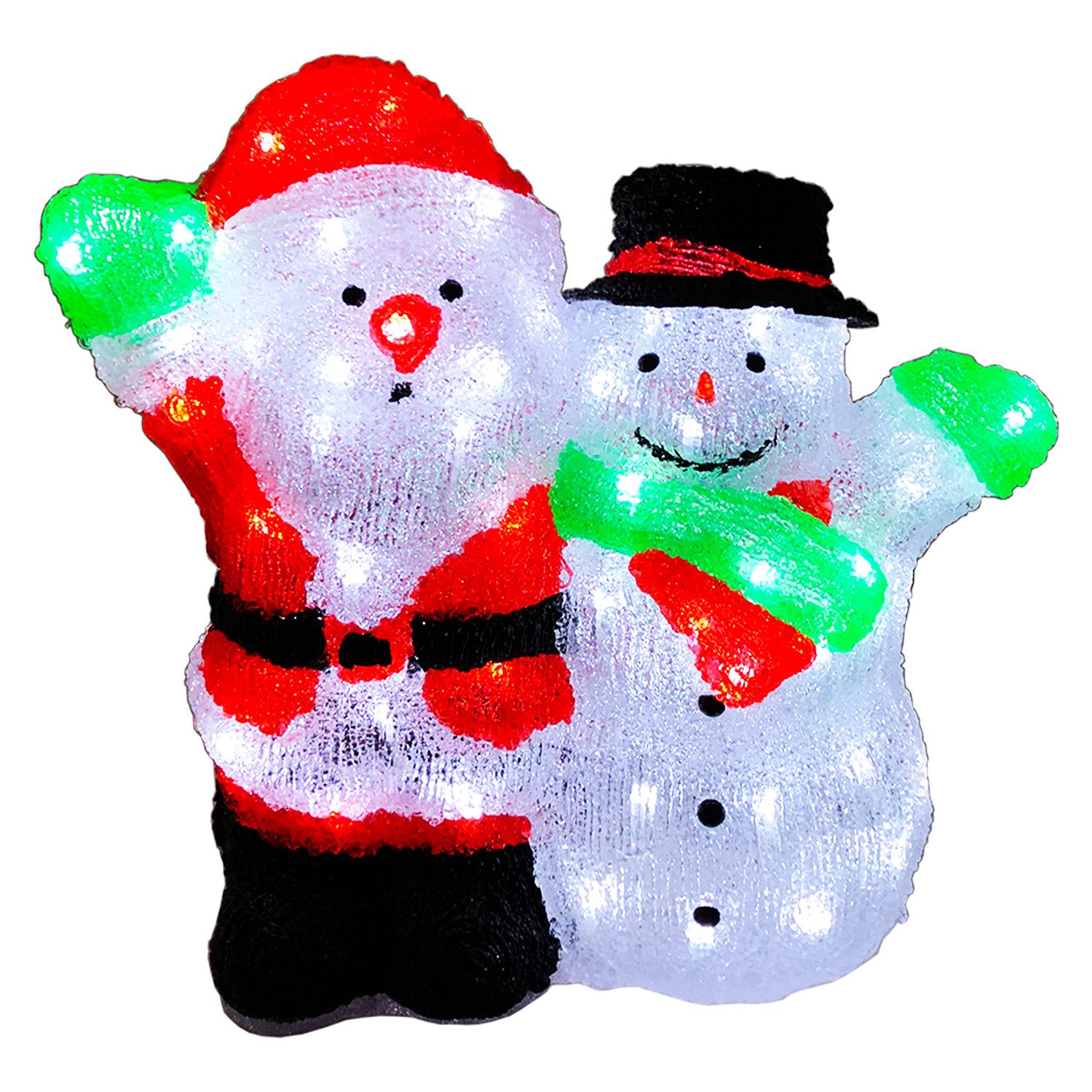 Mojawo Lichtervorhang Acryl Weihnachtsmann + Schneemann 90 LEDs kaltweiß Außenbeleuchtung